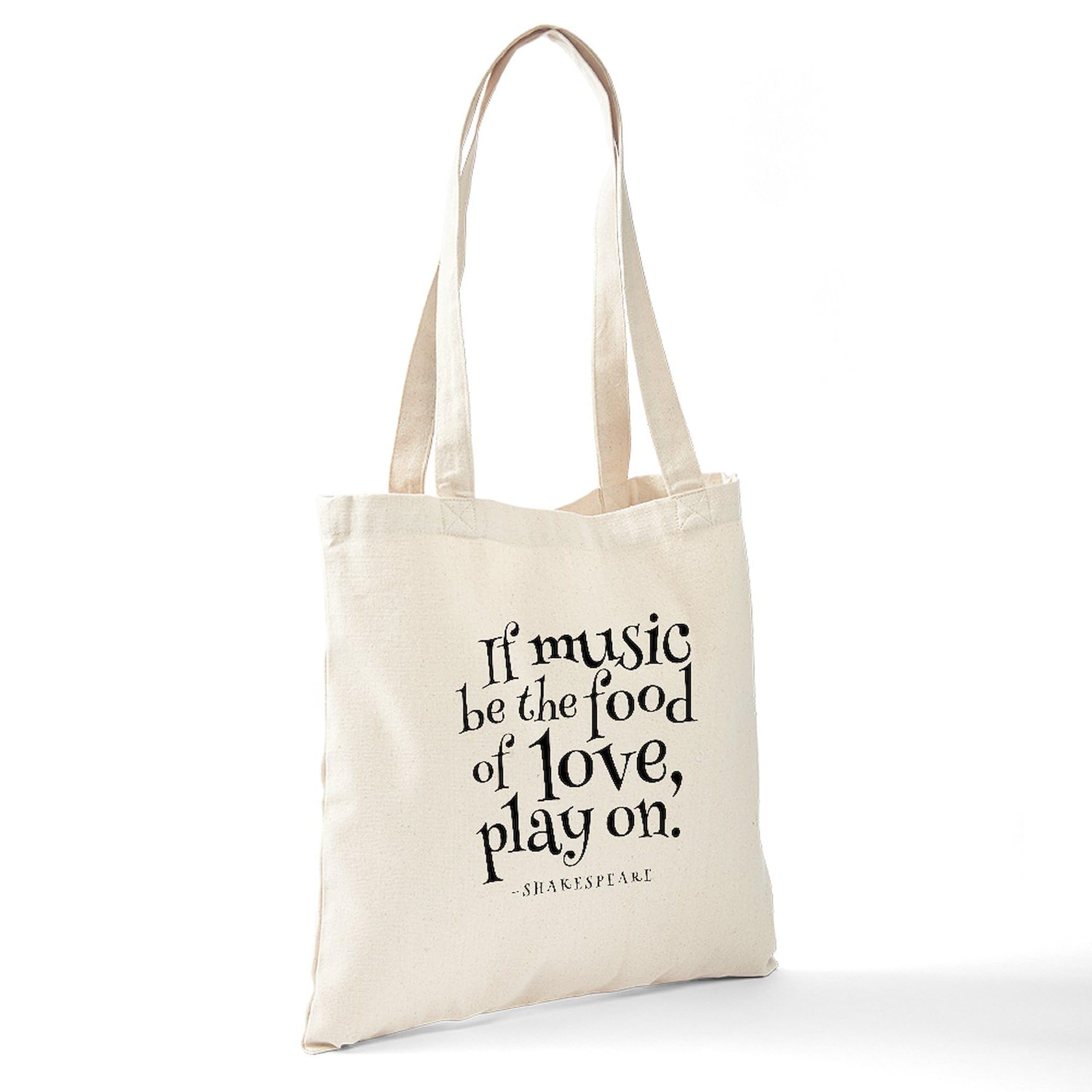 Eco-Friendly If Music Be The Food Of Love Canvas Tote Bag - Reusable Grocery Shopping Bag for Music Lovers, Perfect for Concerts, Beach Trips & Daily Errands