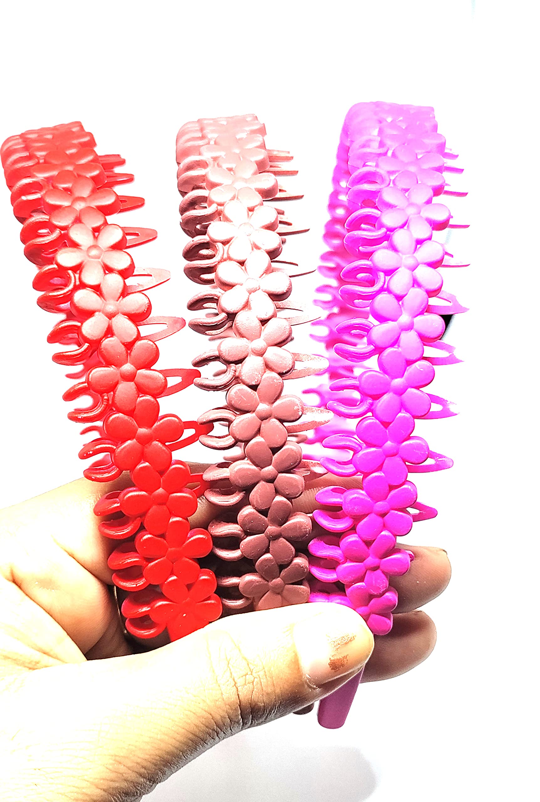 Trendy Plastic Floral Hair Bands for Women & Girls - 6 Pack Headbands for Everyday Wear, Fashion Accessories, School, Work & Party Use