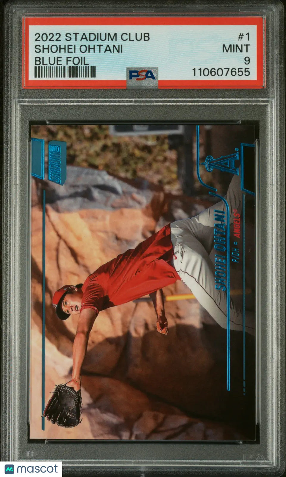 2022 Topps Stadium Club Shohei Ohtani Blue Foil Baseball Card PSA 9 /50 - Rare Collectible for Sports Memorabilia Fans & Investment