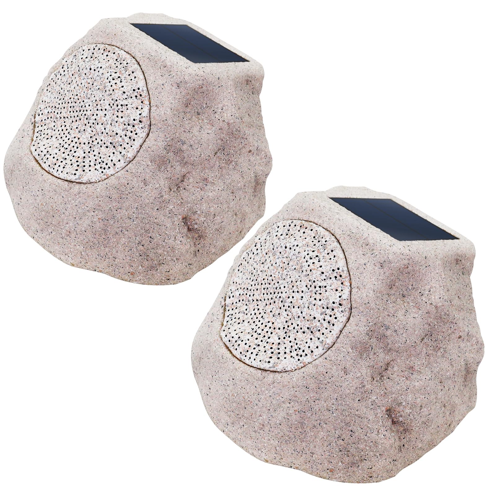 Uuffoo Rock Speaker Outdoor Waterproof Bluetooth 5.0 - Solar & USB Charging, RGB Color Changing Lights (2 Pack) - Perfect for Pool Parties, Beach Trips & Backyard BBQs