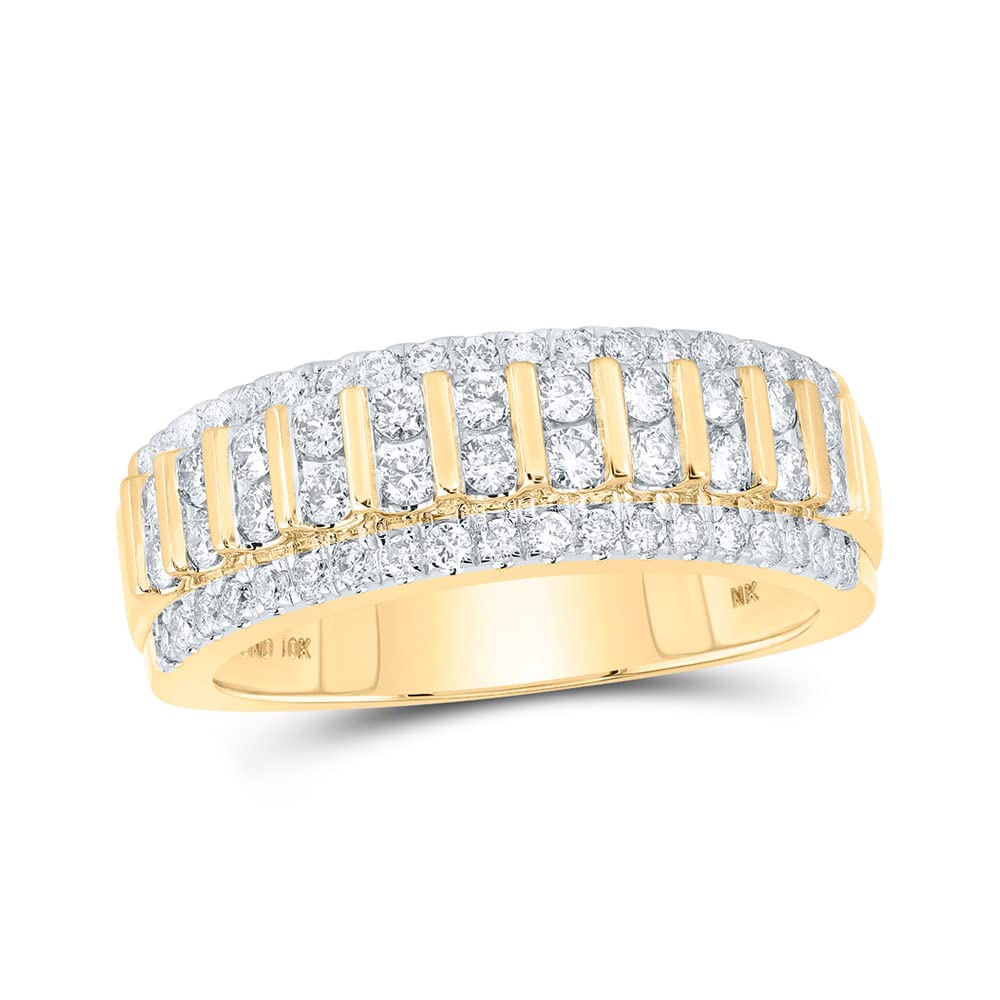 10K Yellow Gold Men's Round Diamond Wedding Band Ring - 1 CTTW, Classic & Elegant for Engagement, Anniversary, and Special Occasions