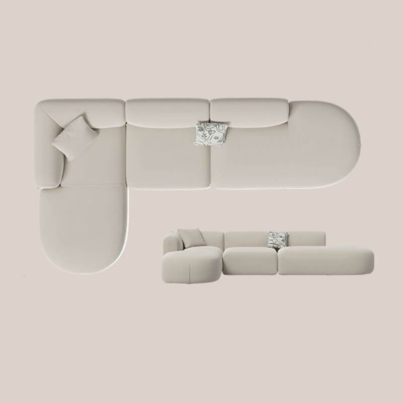 L-Shaped Cream Corner Sectional Sofa with Concealed Support - Modern Living Room Furniture for Parlor, Lounge & Family Room Comfort