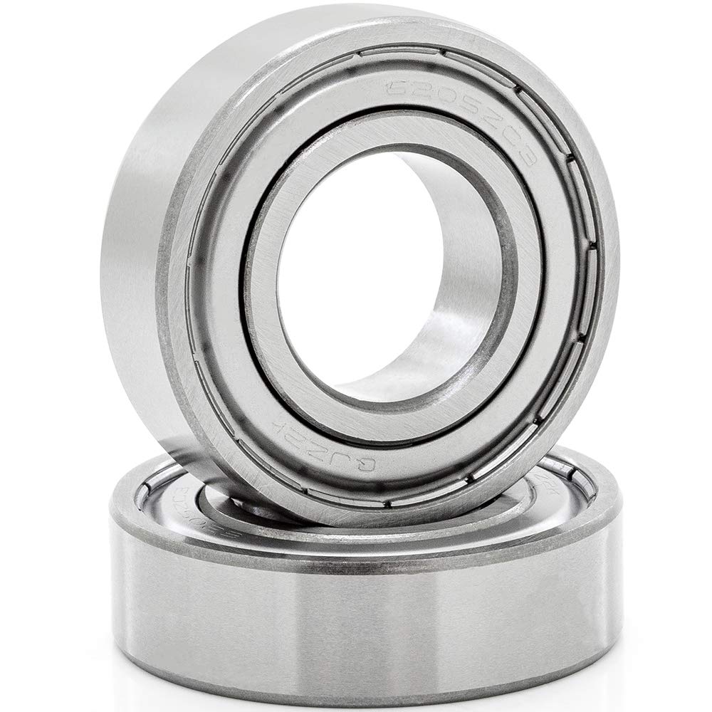 2-Pack 6205-ZZ Deep Groove Radial Ball Bearings 25x52x15mm (IDxODxWidth) Double Metal Shield C3 Clearance - High Speed, Low Noise for Electric Motors, Power Tools, Industrial Machinery & Automotive Applications