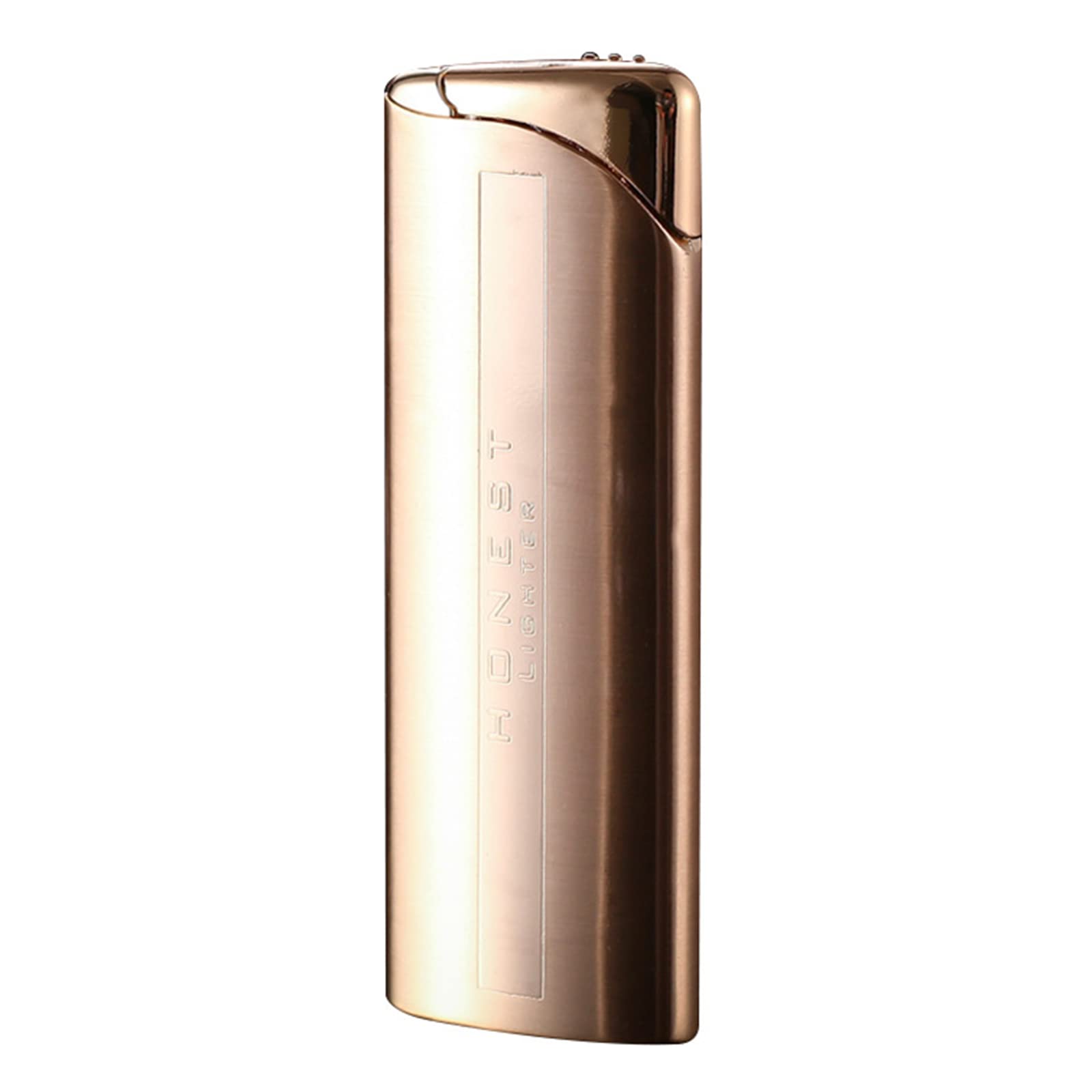 Refillable Butane Lighter with Adjustable Jet Flame - Windproof Pocket Lighter with Visible Gas Window, Portable Cigarette Case Size (Gold) - Perfect for Outdoor Activities, Camping, Smoking & Gifts for Men