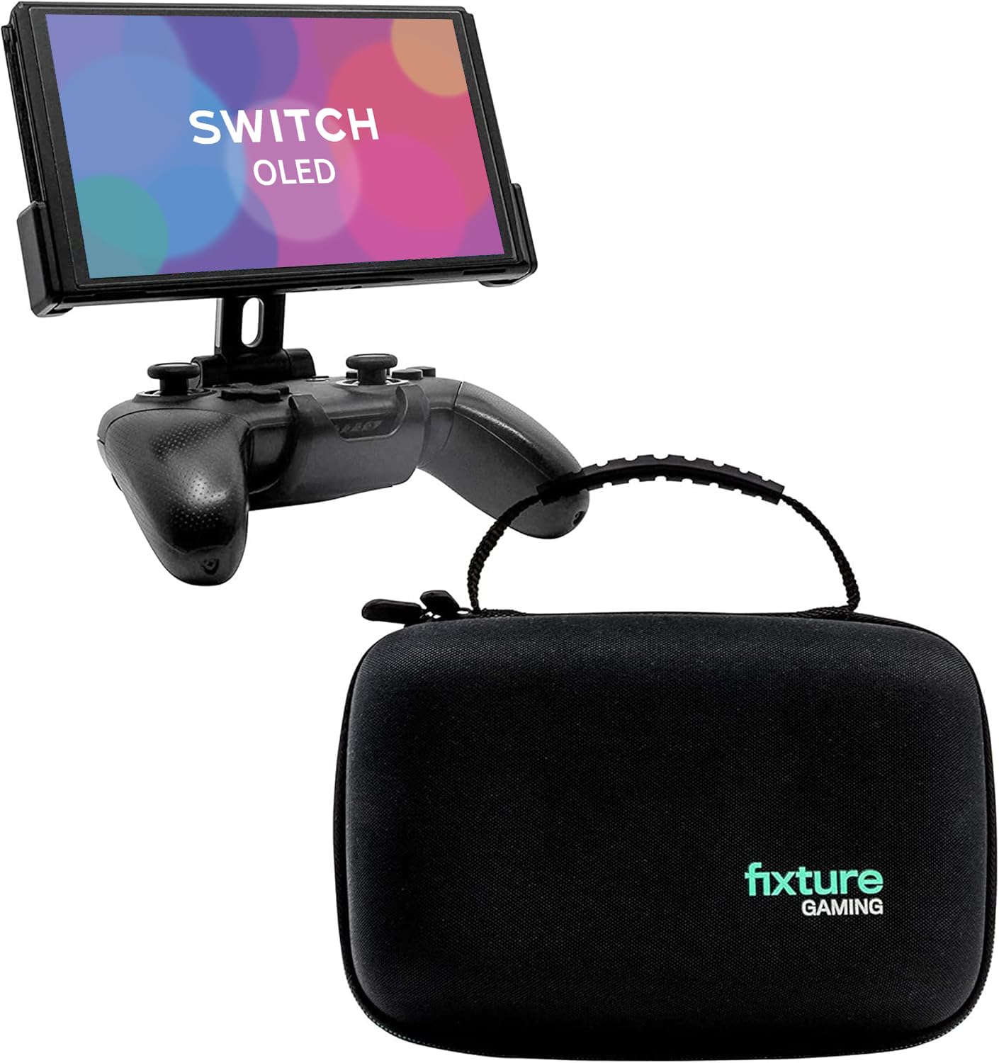 Fixture S2 Bundle - Gaming Console Monitor & Controller Mount with Carrying Case for Nintendo Switch OLED & Pro Controller | Perfect for Travel, Home Gaming Setup & Multiplayer Sessions