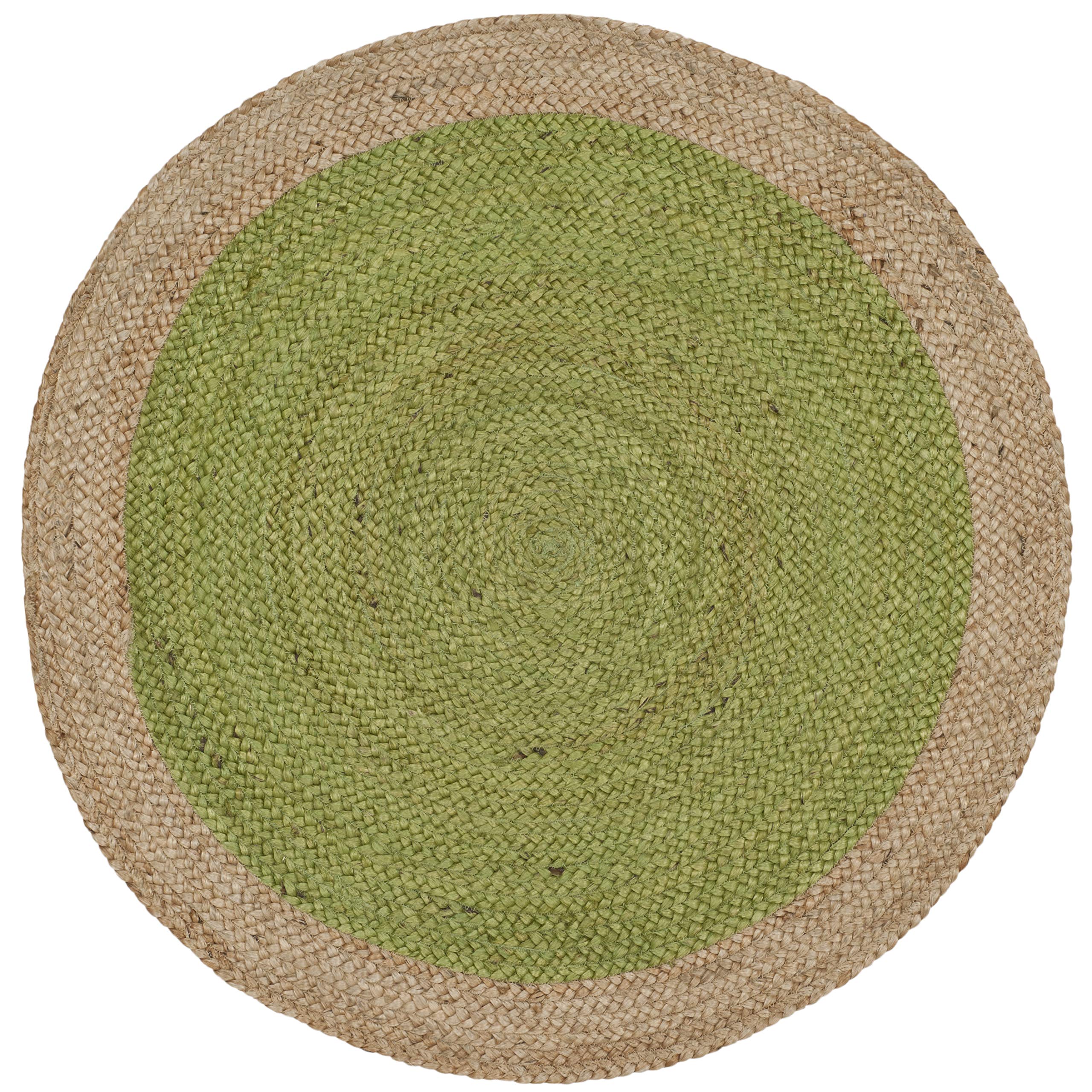 SAFAVIEH Handmade Boho Braided Jute Area Rug - 10' Round Natural Fiber Rug in Green (NF801G) - Perfect for Living Room, Bedroom, or Boho Chic Home Decor