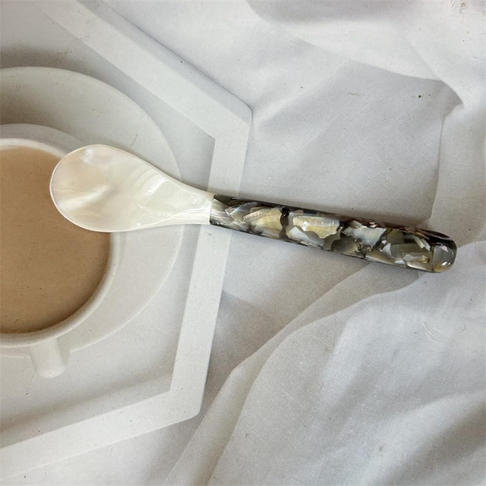 Handcrafted Mother of Pearl Caviar Spoons - Elegant Soup & Serving Spoons with Artisanal Spliced Handle for Caviar, Eggs, Ice Cream, Salt & Coffee - Perfect for Fine Dining, Gourmet Gifts & Luxury Table Settings