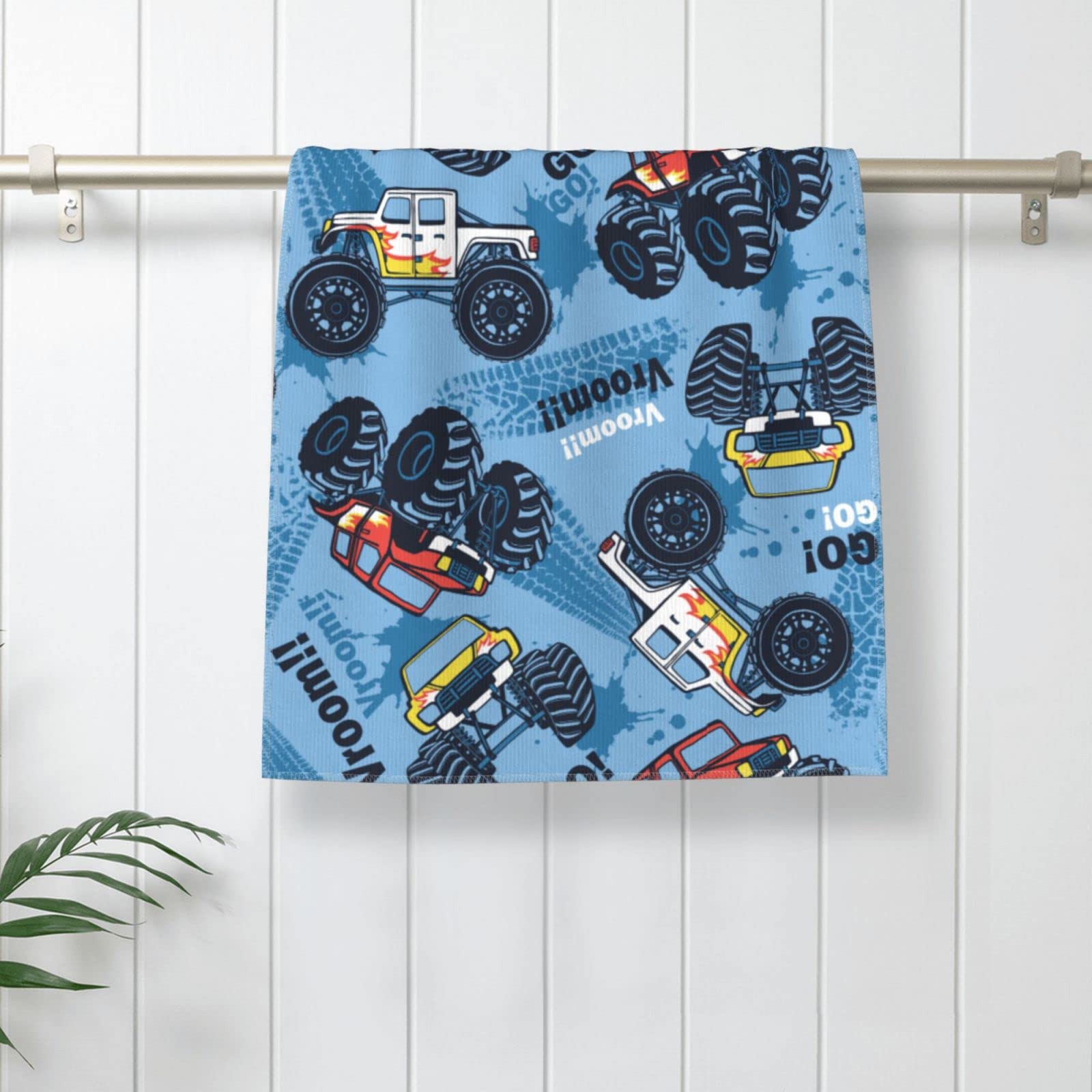 Perinsto Blue Monster Truck Cars Hand Towel - 27.5