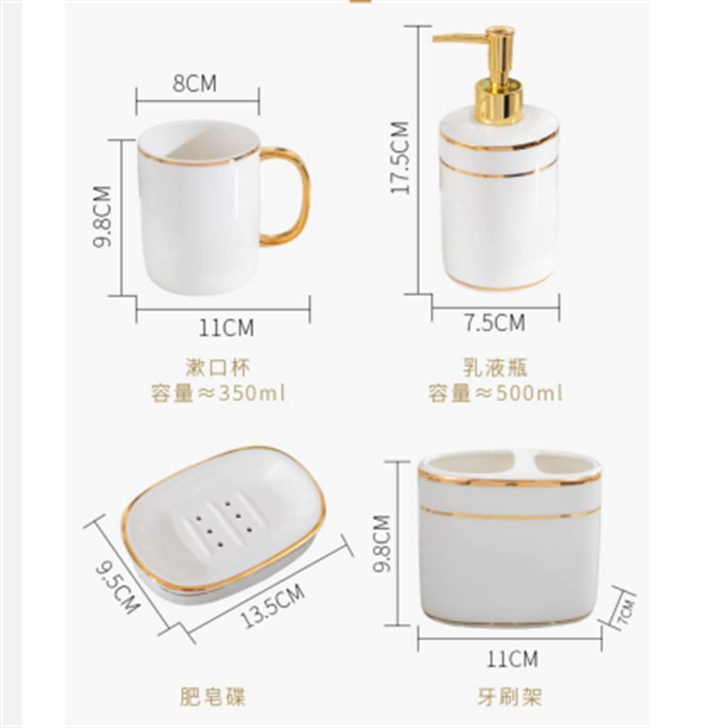 5-Piece Ceramic Bathroom Set - Toothbrush Holder & Mouthwash Cup for Couples, Perfect Wedding Gift for Bridal Shower & Newlyweds