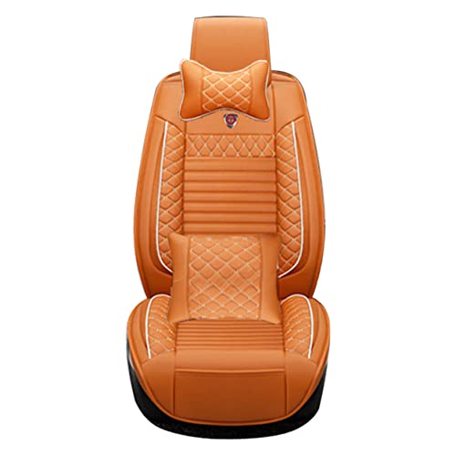 Premium PU Leather Car Seat Covers - All Weather Waterproof & Anti-Slip Front & Rear Seat Protectors for Dodge RAM 1500 (2000-2011 Models) - 5-Piece Luxury Set with Pillows (Yellow) - Perfect for Road Trips, Daily Commutes & Protecting Your Vehicle Interior