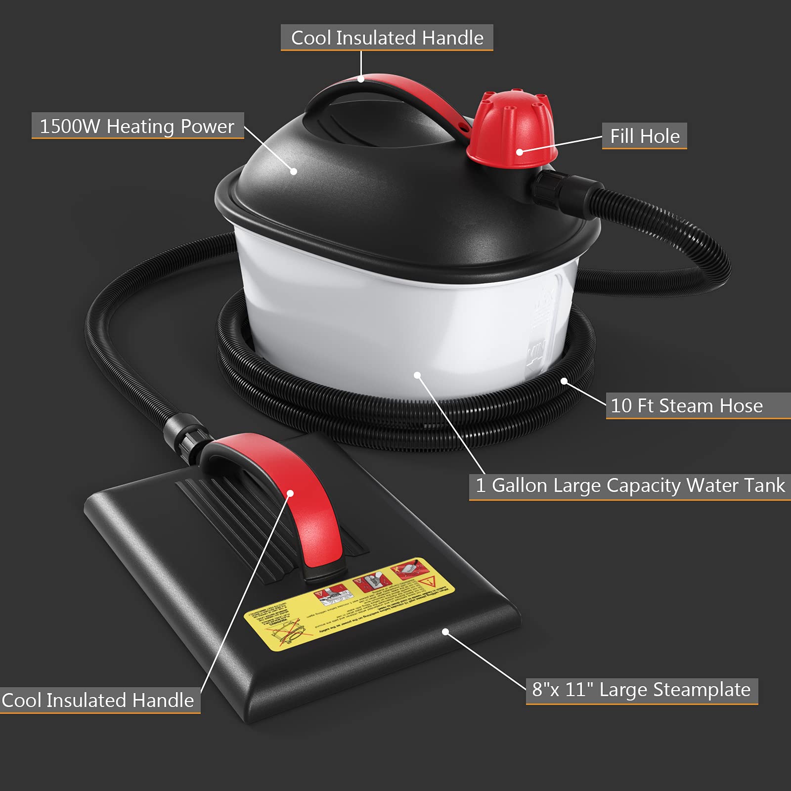 Goplus Wallpaper Steamer - Chemical-Free Wallpaper Remover with 10FT Hose & Large Steam Plate - Perfect for Home Renovation, DIY Projects, and Wallpaper Removal