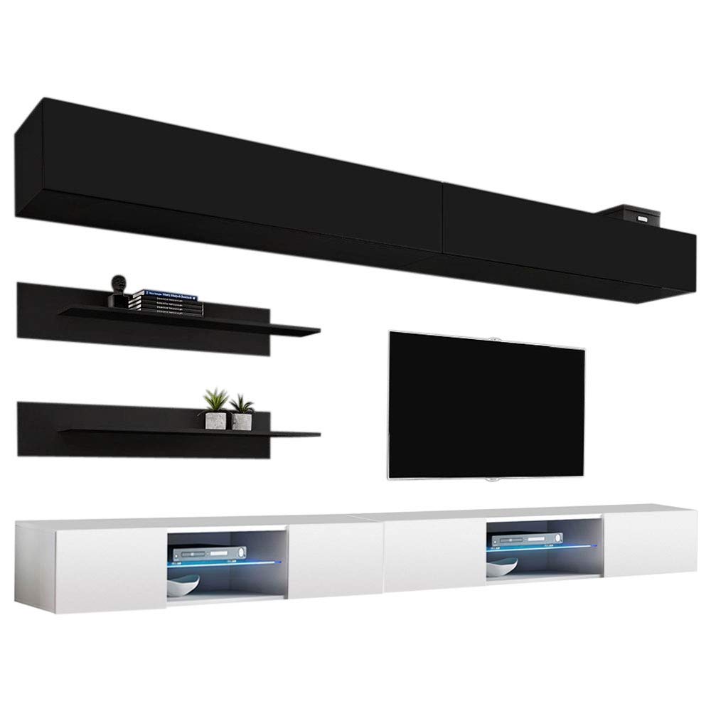 Modern Floating TV Stand with Storage & LED Lights - Wall-Mounted Entertainment Center for Bedroom & Living Room - 33