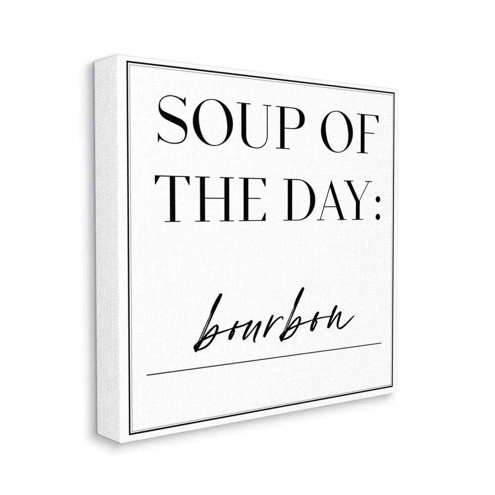 Stupell Industries Bourbon Humor Wall Art - 'Soup of The Day' Funny Bar Decor, 30x30 Inch White Framed Canvas for Home, Office & Man Cave Decor