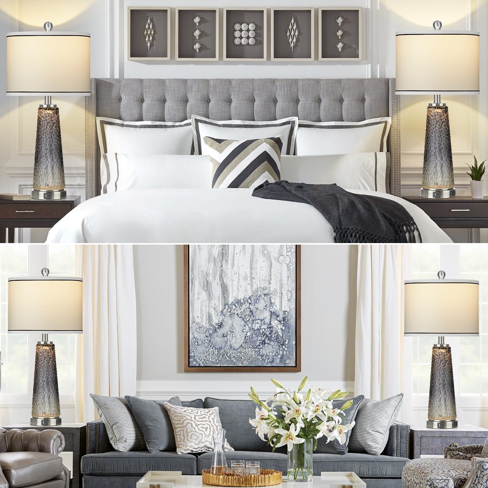 Modern Glass Table Lamp Set of 2 - 26