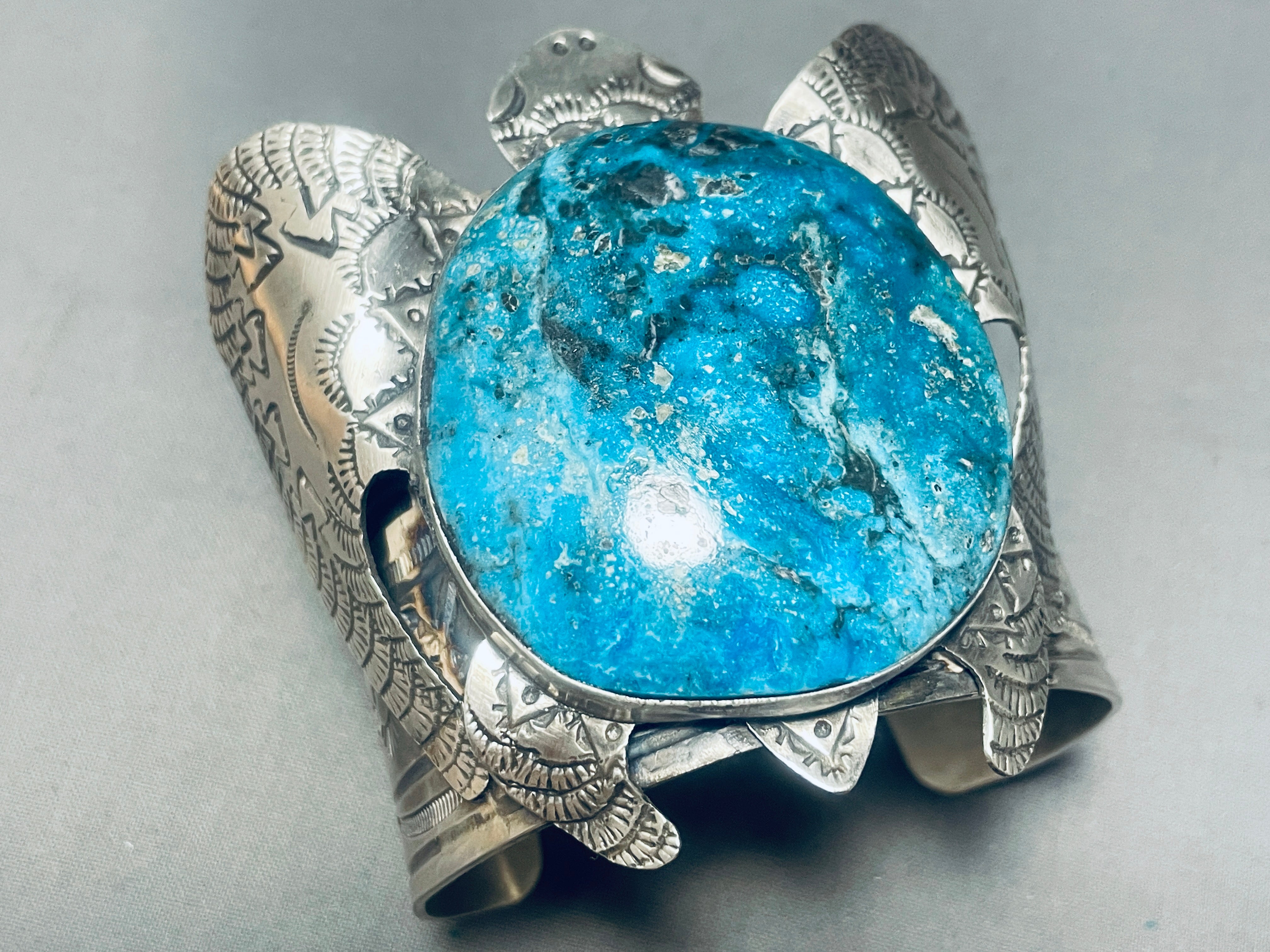 164 Grams Sterling Silver Navajo Turquoise Cuff Bracelet for Men - Authentic Native American Handmade Jewelry - Perfect for Gifts, Weddings & Special Occasions