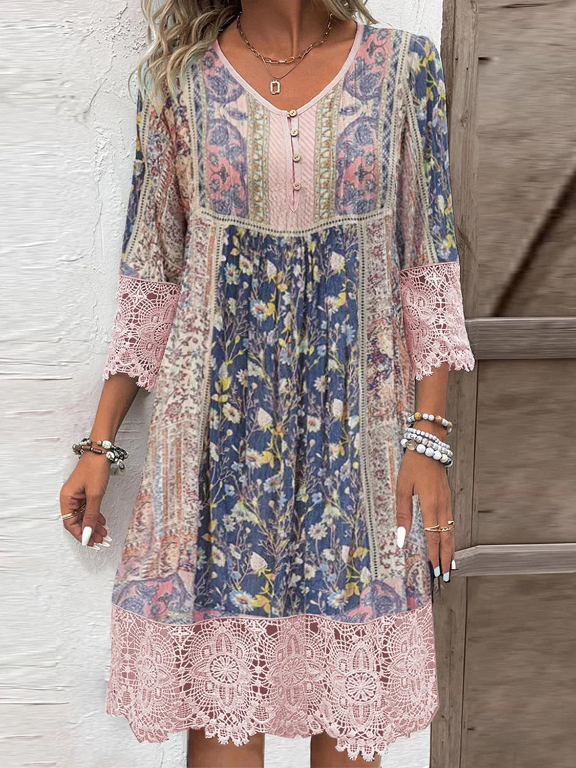 Elegant Full Size Lace Boho Midi Dress for Women | Flowy Bohemian Summer Dress | Perfect for Beach Vacations, Music Festivals & Date Nights