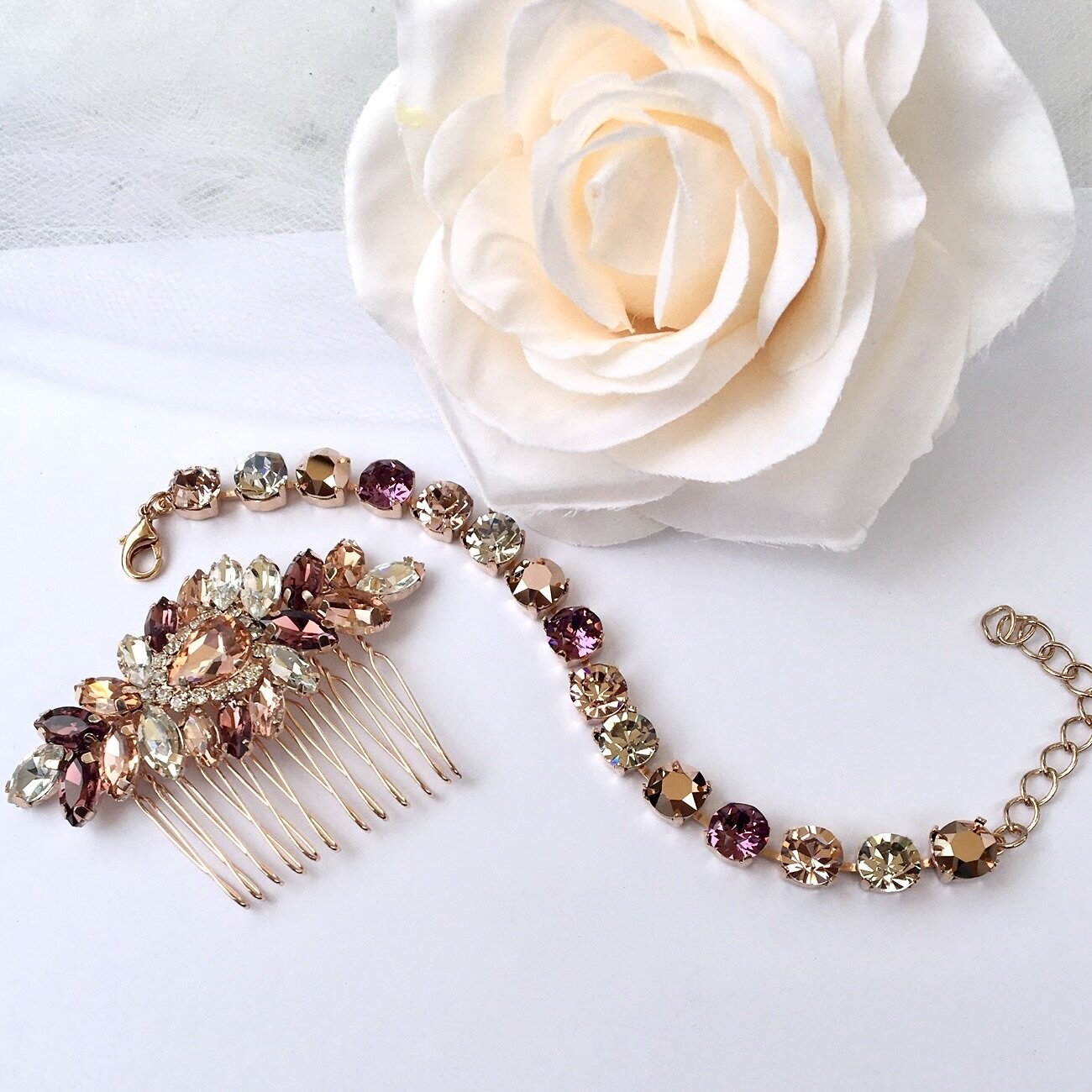 Iliana Rose Gold Bridal Jewelry Set - 3 Piece Wedding Jewelry Collection for Bride, Bridesmaids & Engagement | Perfect for Weddings, Anniversaries & Special Occasions