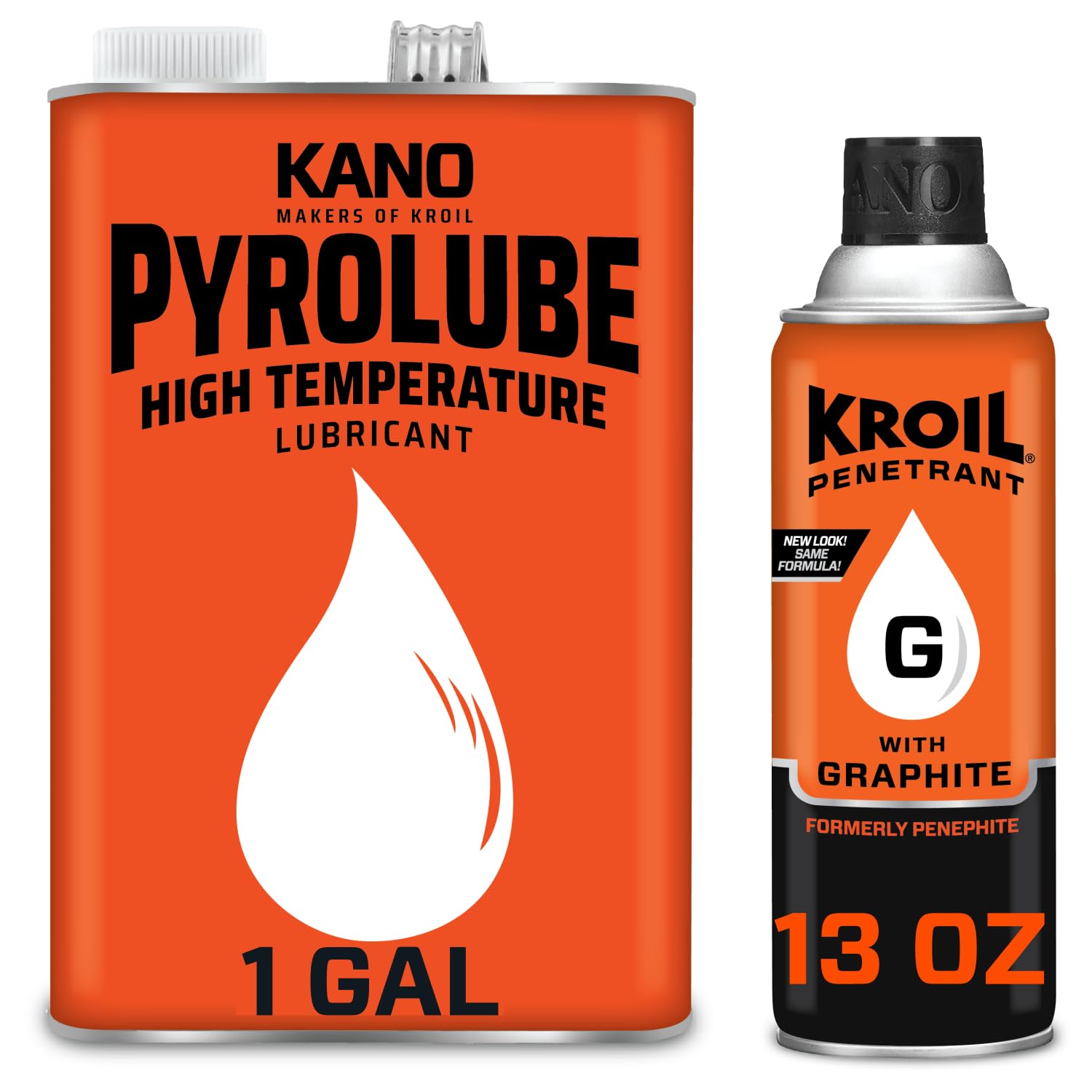 Kroil Extreme Heat Bundle (Aerosol Spray & Oil - 13oz & 1 Gallon 2-Pack) | Graphite Penetrant & Pyrolube High-Temp Industrial Lubricant (PH132-PY011) for Rust Removal, Valve Maintenance & Heavy Machinery Protection