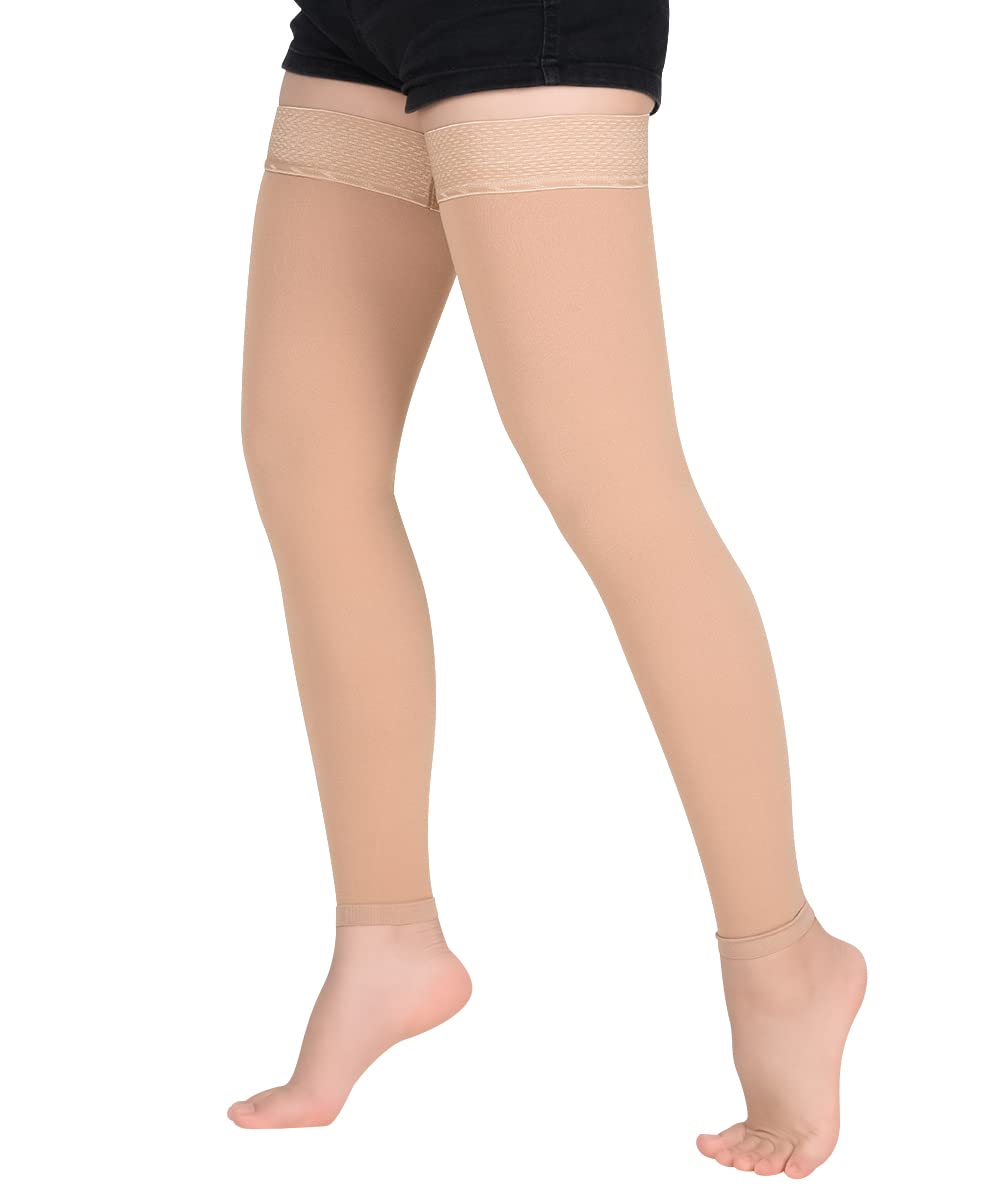 Medical Thigh High Compression Stockings 20-30 mmHg - Firm Support Circulation Socks for Women & Men with Silicone Dot Grip - Ideal for Varicose Veins, Edema, Pregnancy & Post-Surgery Recovery