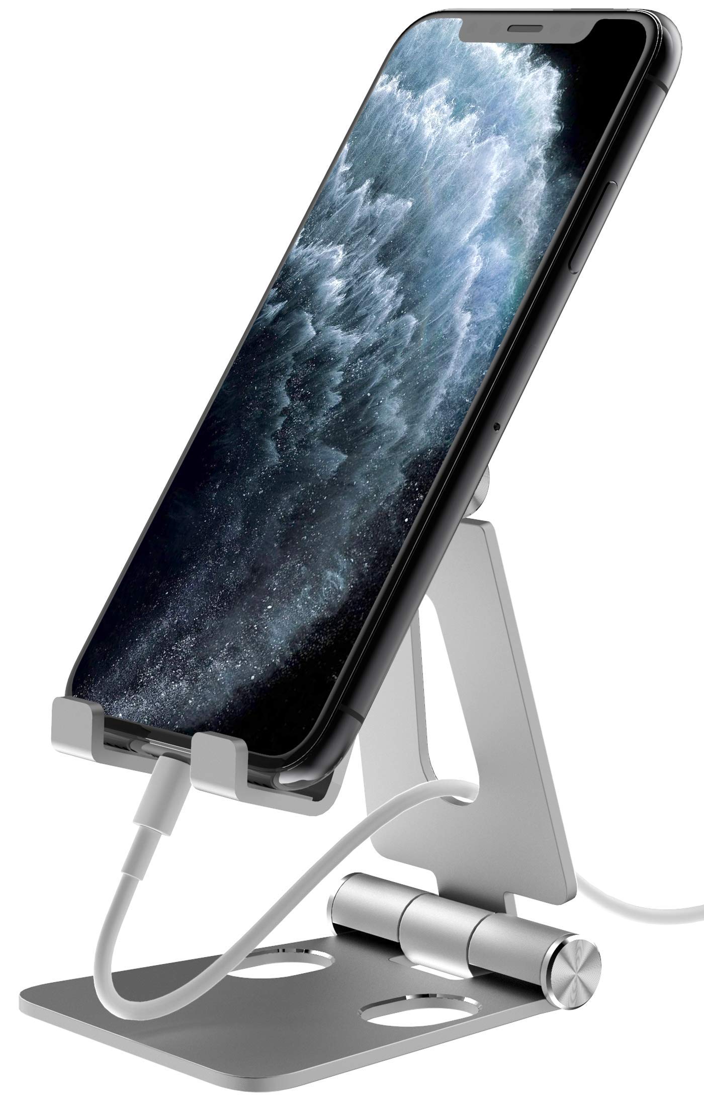 Aduro U-Rise Adjustable & Foldable Aluminum Phone Stand - Universal Cell Phone Holder for Desk, Tablet, iPhone, Samsung - Portable & Sturdy Silver Stand for Work, Watching Videos, Video Calls