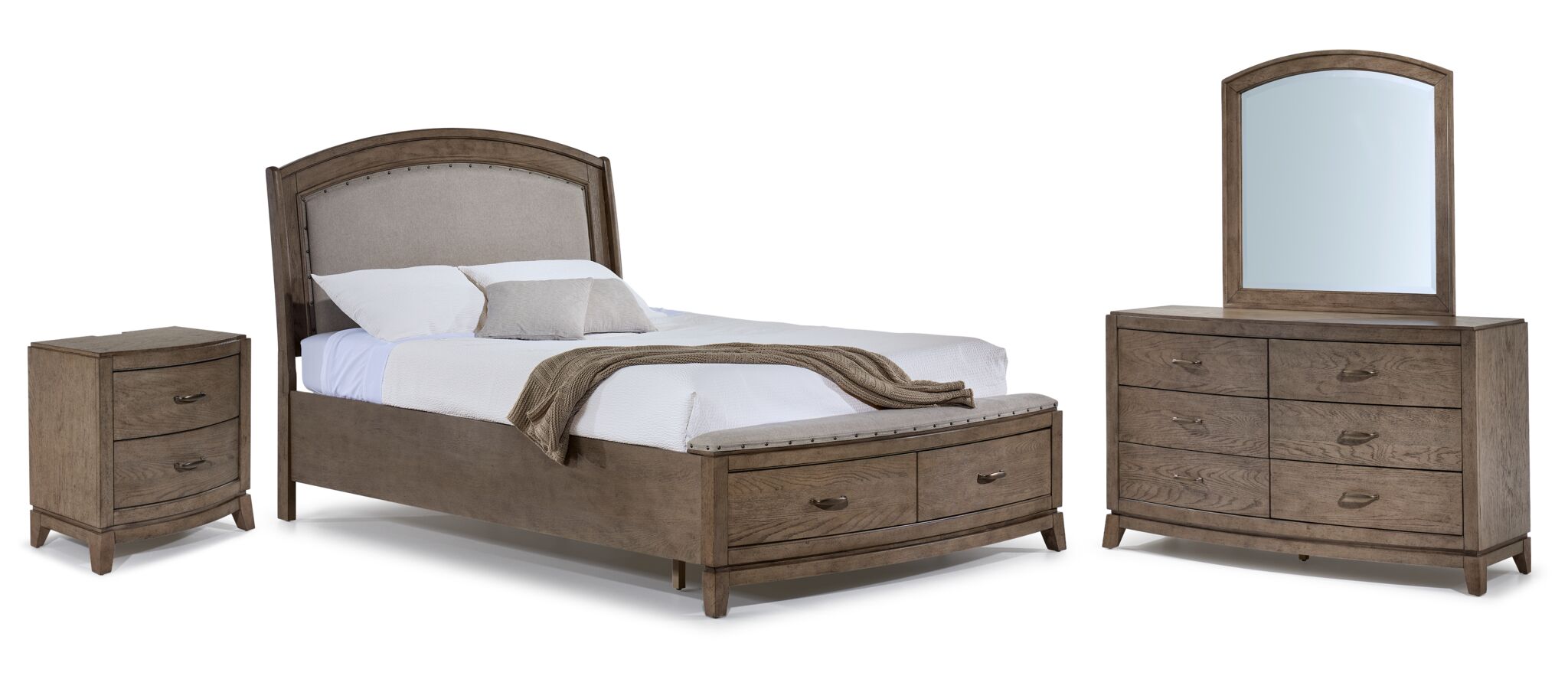 Camelot 6-Piece Queen Bedroom Set with Storage - Burnished Beige Finish | Modern Bedroom Furniture for Small Spaces & Guest Rooms