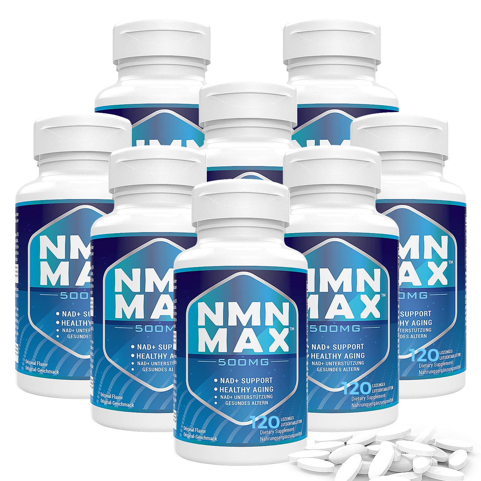 NMN Supplement 500mg - Fast-Acting Sublingual Nicotinamide Mononucleotide for NAD+ Boost, Anti-Aging & Cellular Repair | High Absorption NMN MAX Formula | Supports Immune Health & Longevity | 960 Lozenges for Daily Wellness Routine