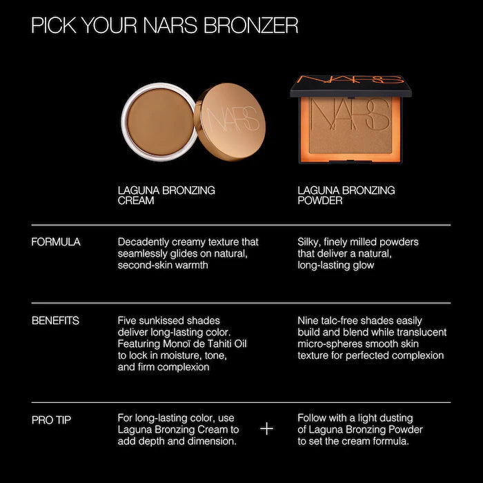 NARS Laguna Talc-Free Bronzer - Natural Sun-Kissed Glow for All Skin Tones | Perfect for Contouring, Highlighting & Everyday Makeup Looks