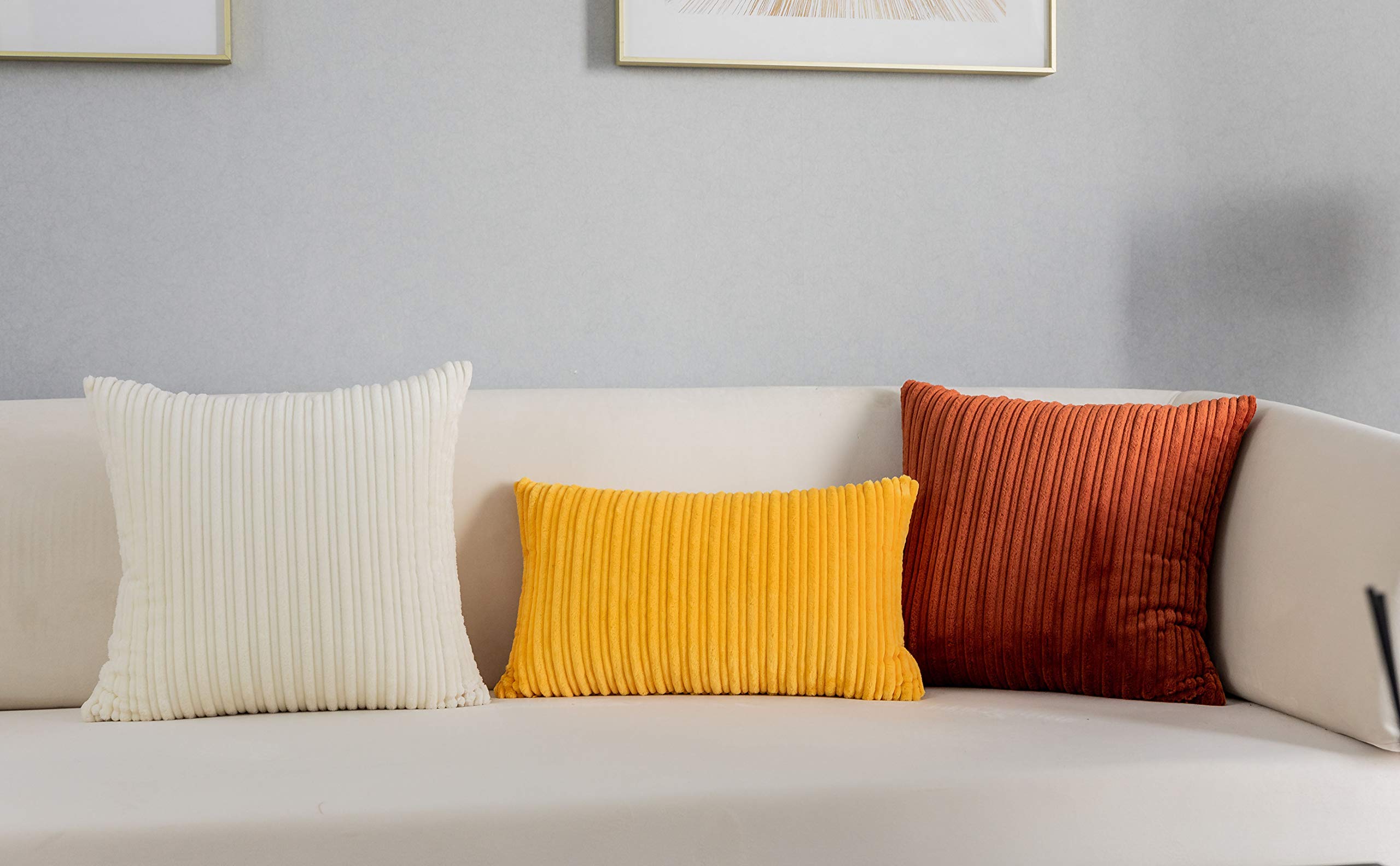 Kevin Velvet Pillow Covers Set of 2 - Striped Floor Cushions 22x22
