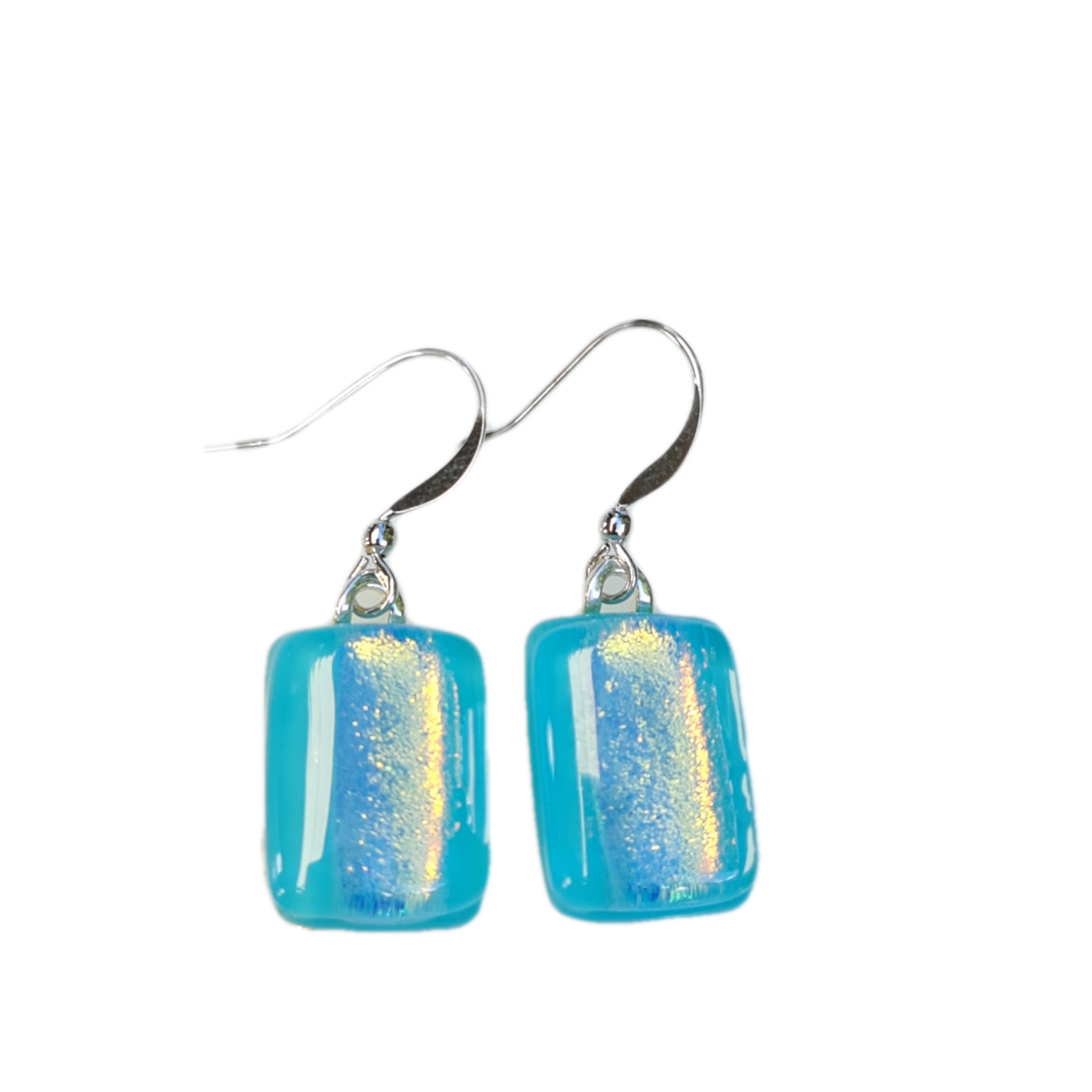 Handmade Artisan Glass Drop Earrings - Blue Shimmering Dangle Jewelry for Women, Gift for Her, Perfect for Weddings, Parties & Special Occasions