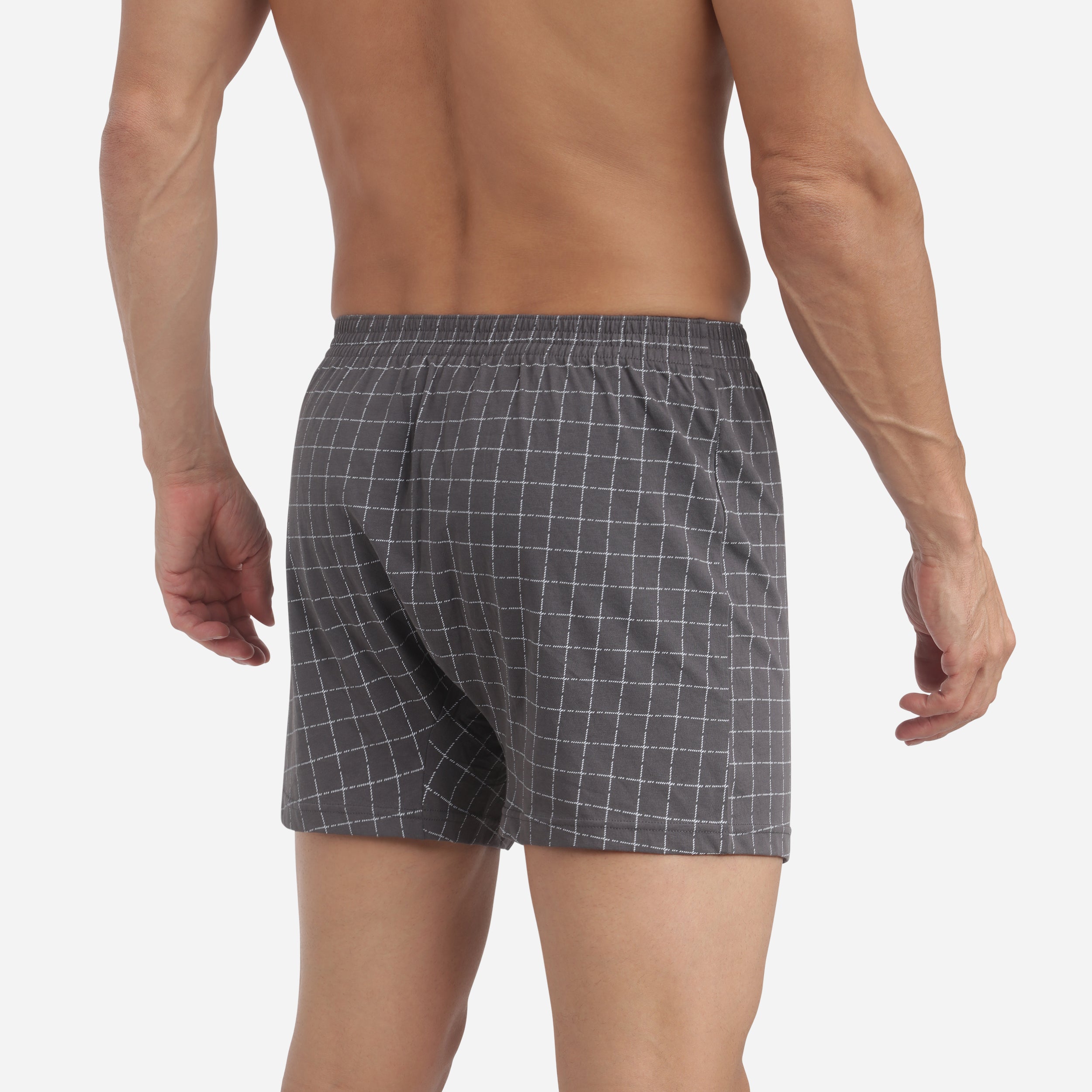 Men's Checkered Anthracite Cotton Boxer Briefs - Soft, Breathable & Comfortable Underwear for Everyday Wear & Active Lifestyles