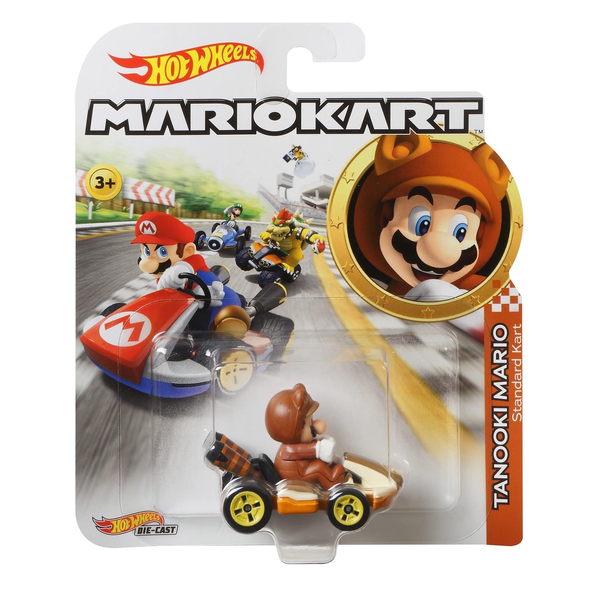 Hot Wheels Nintendo Mario Kart Tanooki Mario Die-Cast Standard Kart Toy Car - Collectible Racing Vehicle for Kids & Adults | Perfect for Display, Play & Gift Giving