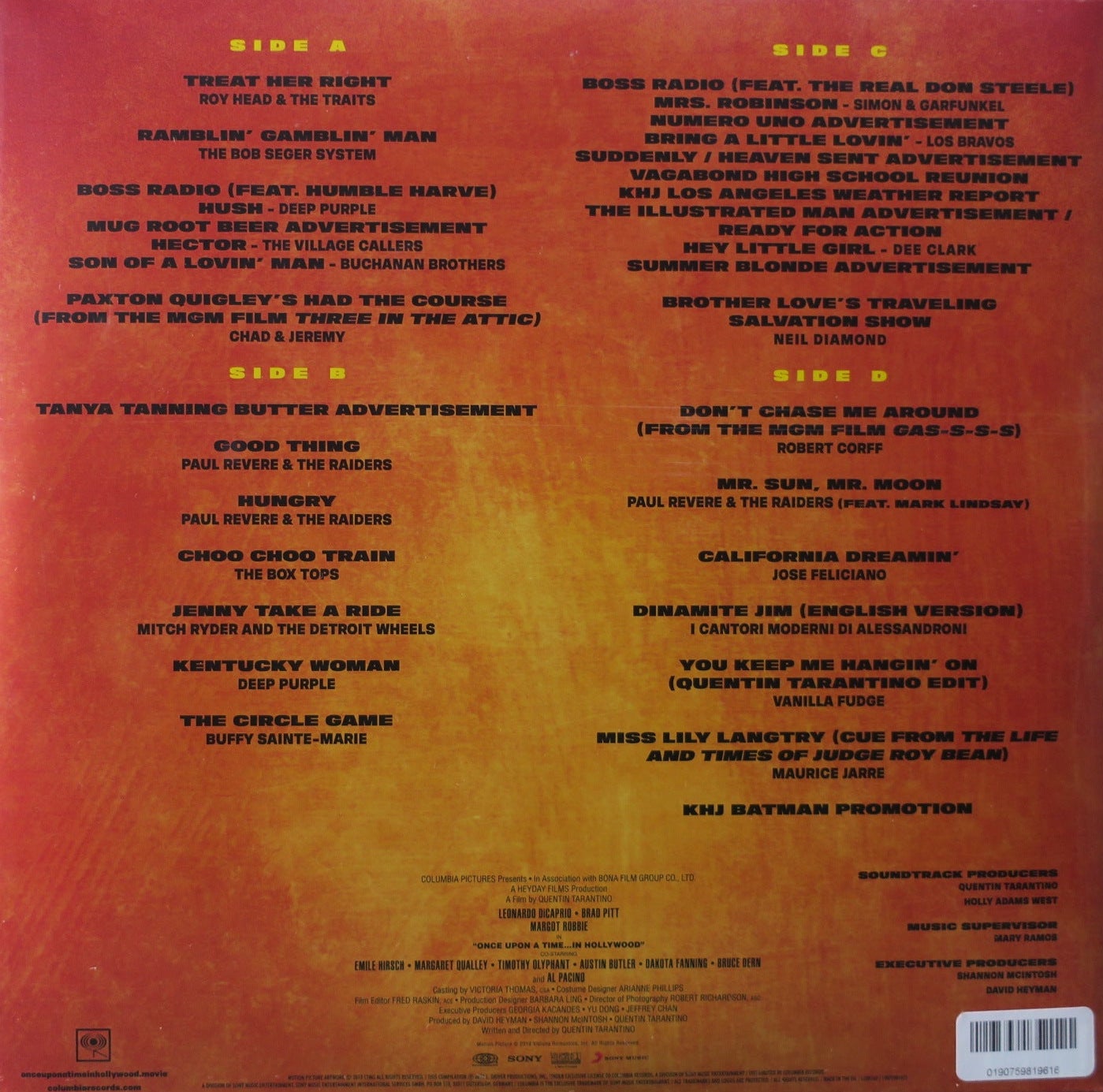 ONCE UPON A TIME IN HOLLYWOOD Original Motion Picture Soundtrack - Limited Edition Orange Vinyl 2LP Record - Perfect for Movie Collectors & Vinyl Enthusiasts