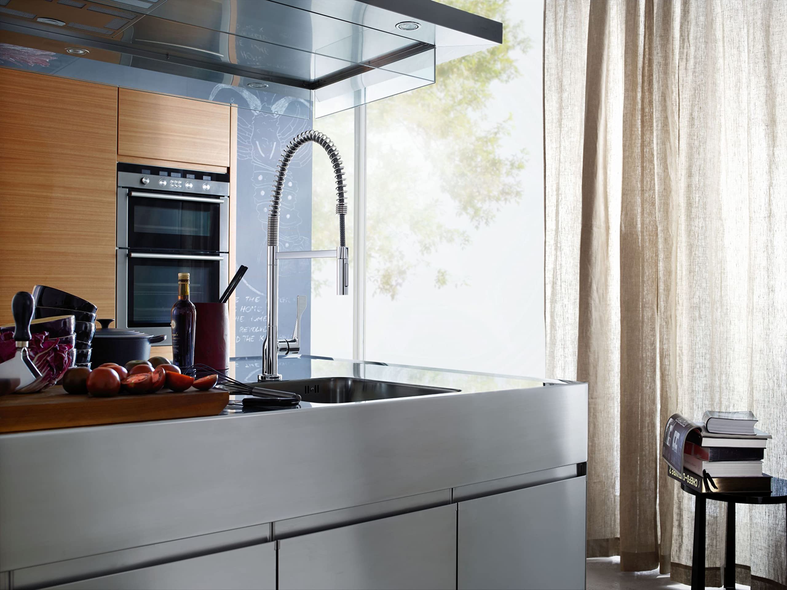 AXOR Citterio Commercial Kitchen Faucet - Stainless Steel Pull Down Sprayer Sink Faucet, 25.13