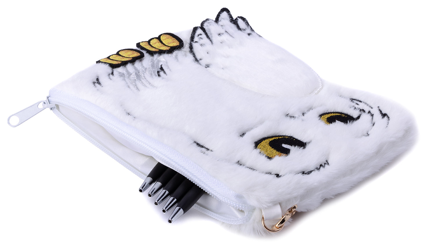 Harry Potter Hedwig Plush Accessory Pouch - Cute White Owl Stuffed Toy with Zipper Pocket for School, Travel & Cosmetics Storage | Perfect Gift for Harry Potter Fans
