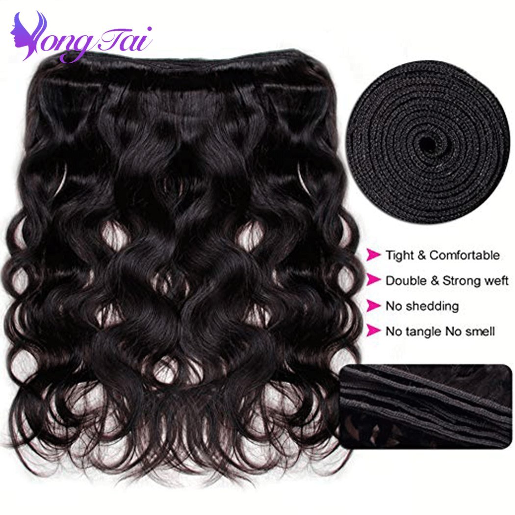 100% Brazilian Virgin Human Hair Bundles - 20, 22, 24 Inch 3 Bundles - Unprocessed Body Wave Hair Extensions (1B Color) for Natural Look & Volume - Perfect for Daily Wear, Parties & Special Occasions