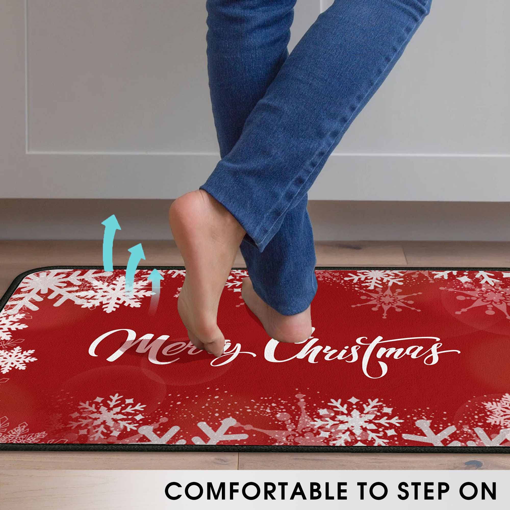 Non-Slip Christmas Kitchen Rugs Set of 2 - Washable Holiday Floor Mats with Anti-Skid Backing, Festive Xmas Decor for Home Kitchen & Entryway - Perfect for Holiday Gatherings & Winter Home Decor