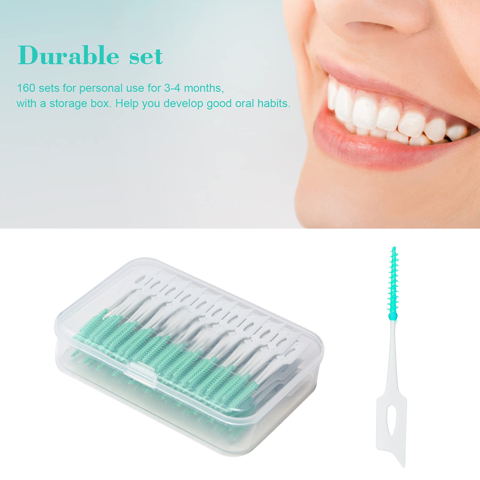 160PCS Interdental Brushes - Ultra Tight Bristles Dental Picks for Teeth Cleaning, Soft Silicone Toothpick Brushes for Plaque Removal - Perfect for Travel, Braces Care & Daily Oral Hygiene Routine
