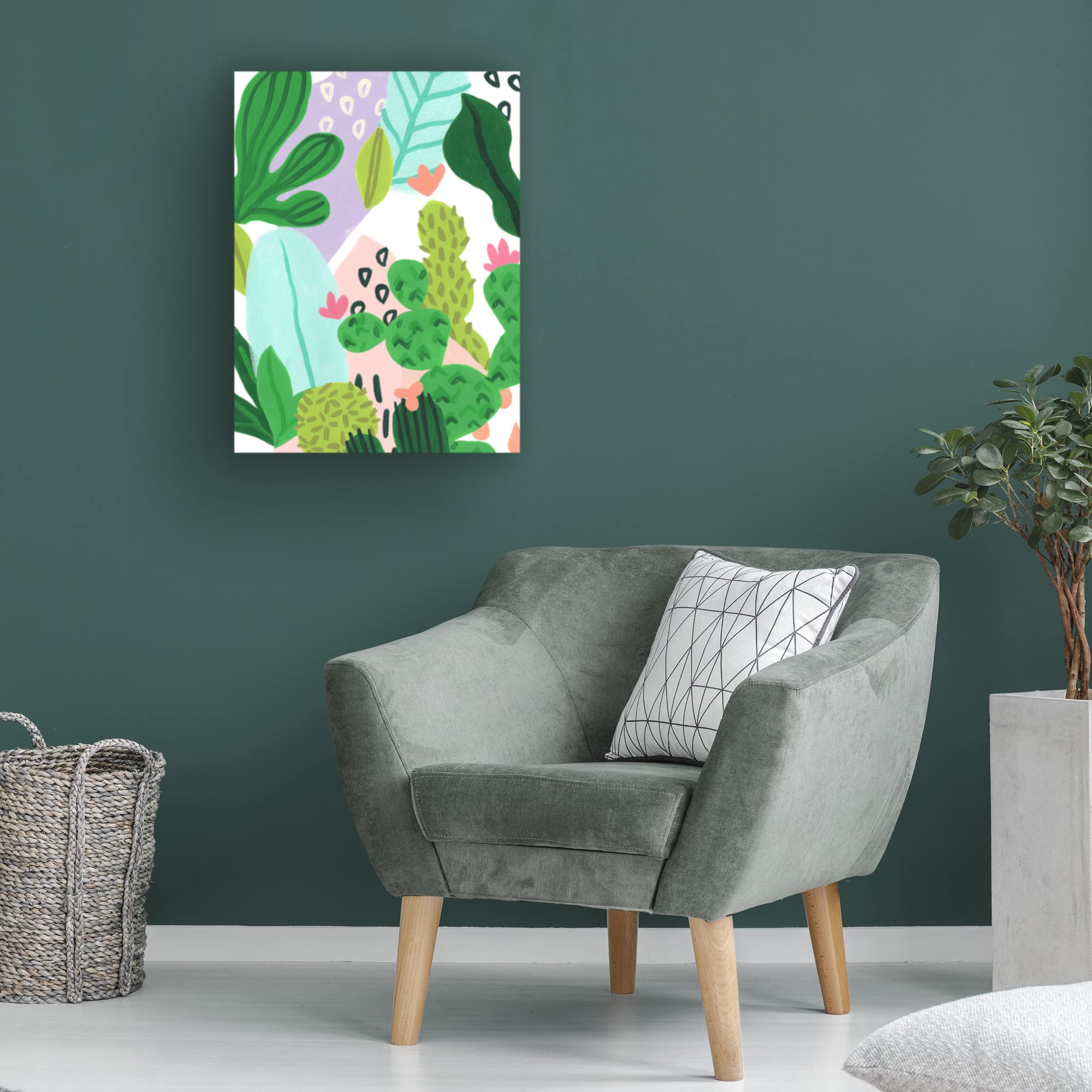 Trademark Fine Art 'Party Plants IV' Canvas Wall Art by June Erica Vess - Vibrant Botanical Painting for Living Room, Bedroom & Office Decor