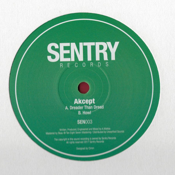 Buy Akcept – Dreader Than Dread / Howl Vinyl Record by Sentry Records (SEN003) | Limited Edition Electronic Music for DJs & Collectors – Perfect for Nightclubs & Home Listening