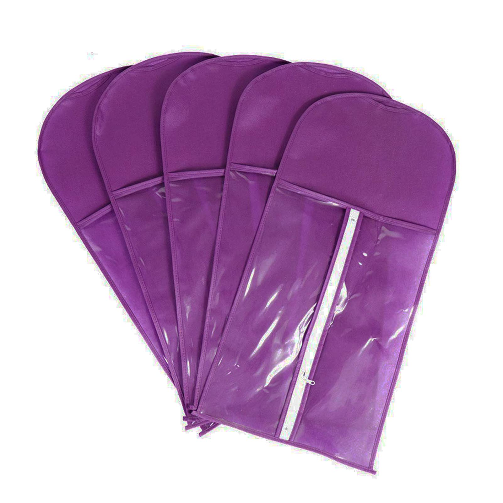 5-Piece Wig Storage Bag Set with 5 Wooden Hangers - Dust-Proof Organizer for Professional Hair Extensions & Wigs (5 Purple Bags + 5 Black Hangers) - Perfect for Salon, Home Storage & Travel