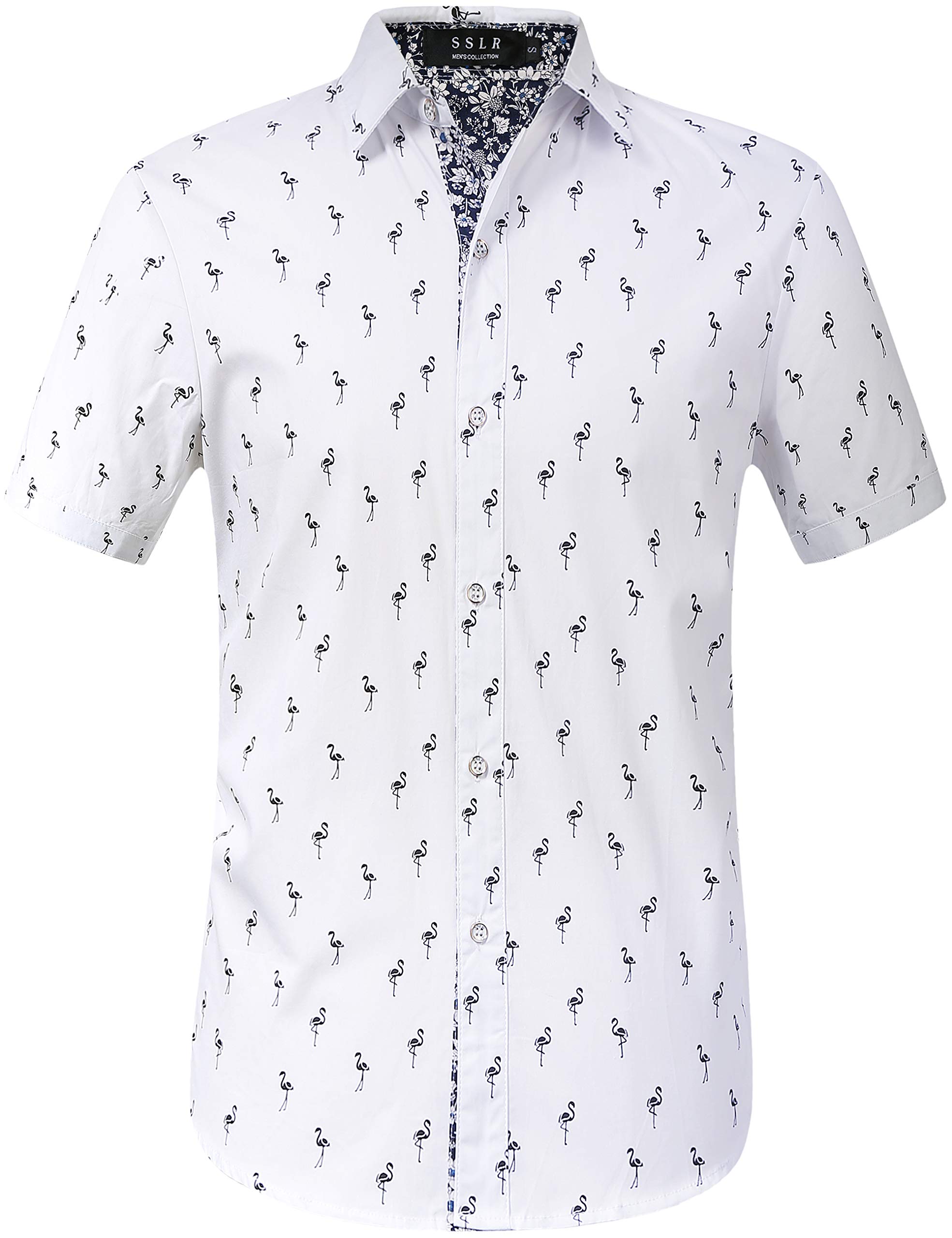 SSLR Men's Casual Button Down Shirts | 100% Cotton Short Sleeve Printed Shirt | Regular Fit Comfortable Men's Top | Perfect for Summer, Office & Casual Outings