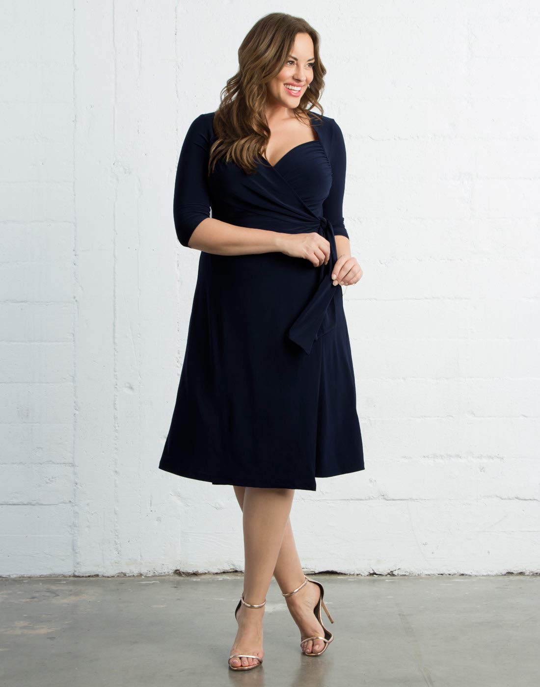 Kiyonna Women's Plus Size Sweetheart Neck Knit Wrap Dress - Elegant & Flattering for Weddings, Parties & Special Occasions