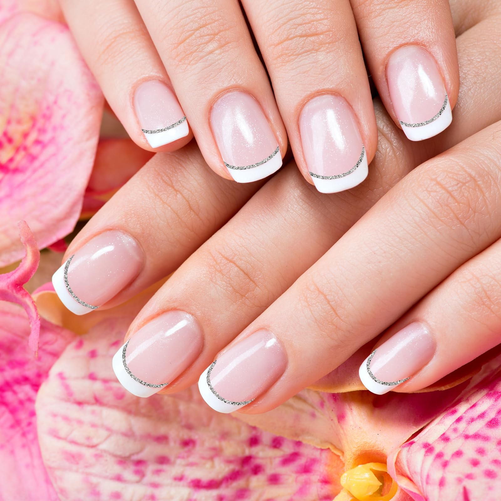 20 Pcs Semi Cured Gel Nail Strips French White Tip with Clear Base - DIY UV Gel Nail Stickers for Home & Salon Manicure - Perfect for Nail Art, Parties, Weddings & Everyday Wear