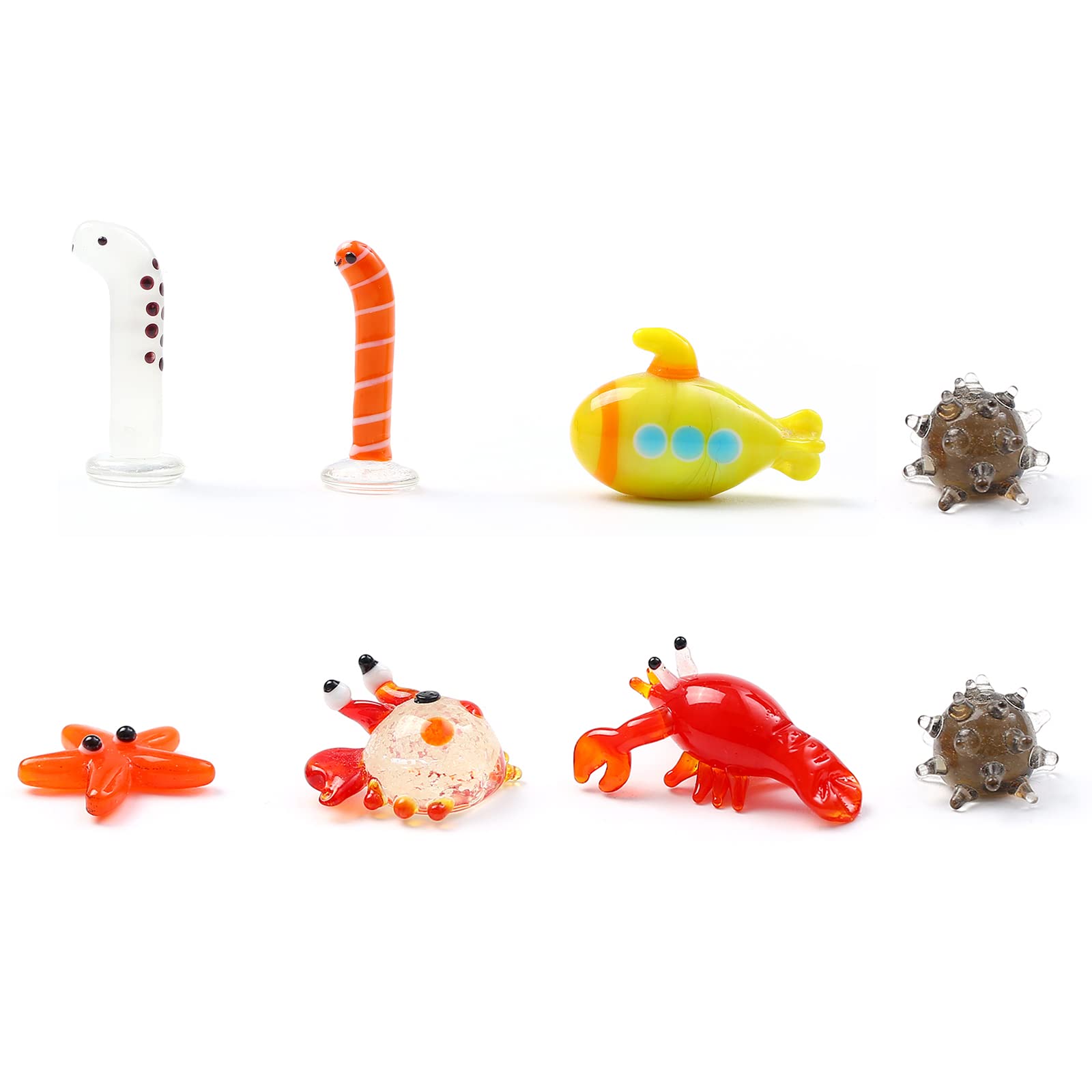 Glass Animals Miniature Figurines - Fairy Garden & Terrarium Decor, Fish Tank Aquarium Ornaments, Micro Landscape Kit (Ocean Theme) for Home Decor, DIY Crafts, and Aquatic Displays