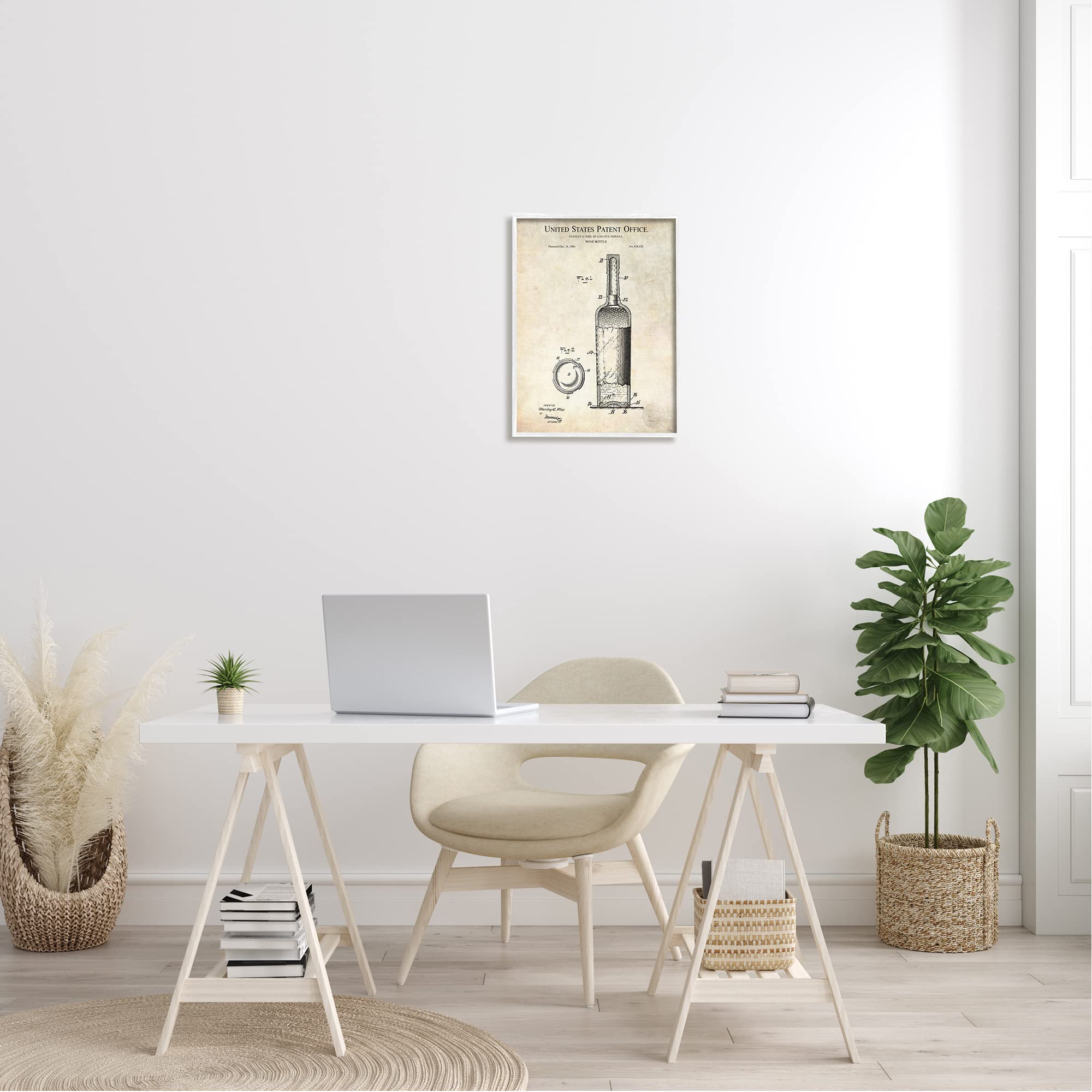 Stupell Industries Patent Text Detailed Wine Bottle Diagram Drawing by Karl Hronek - Perfect for Wine Enthusiasts, Home Bars & Kitchen Decor