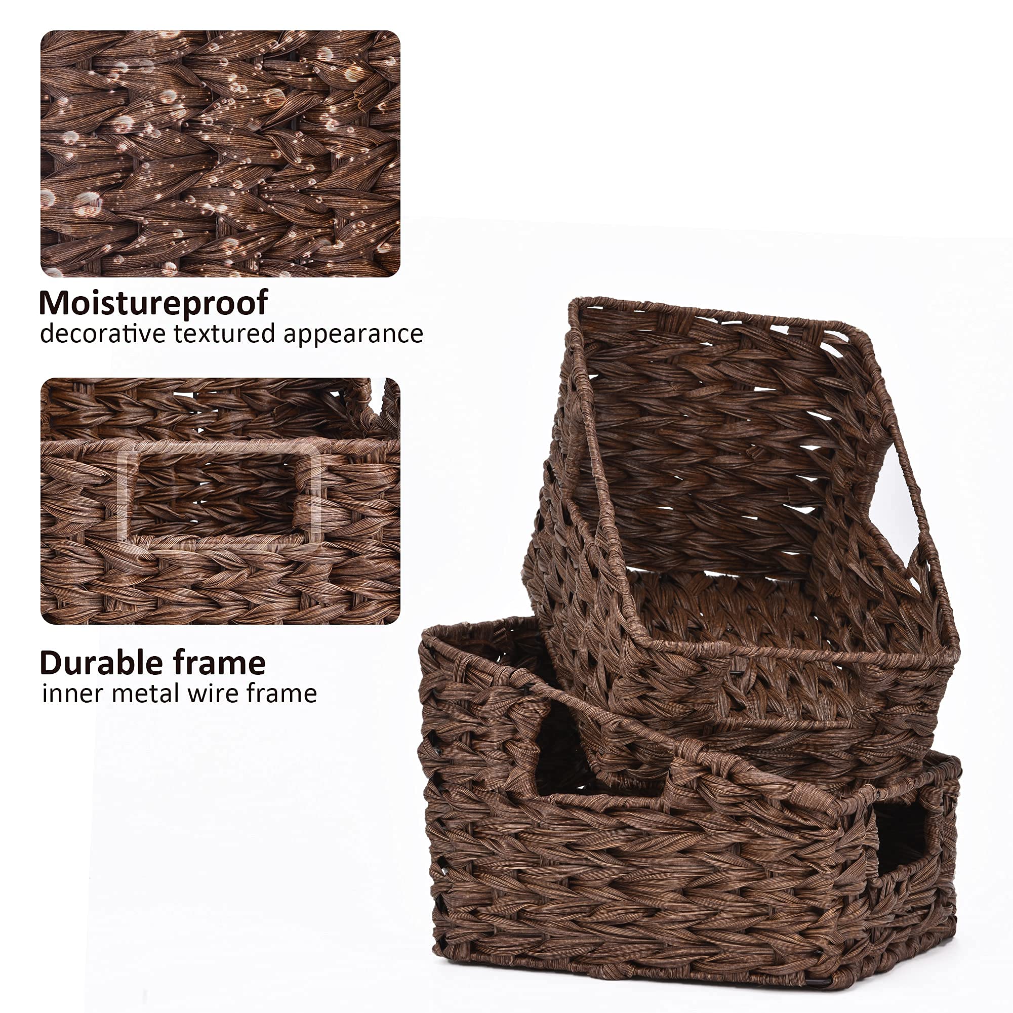 GRANNY SAYS 2-Pack Wicker Baskets & 2-Pack Wicker Shelf Storage Baskets Set - Home Organization & Decor for Living Room, Bathroom, Kitchen Storage
