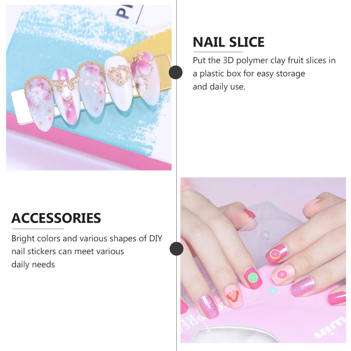 Uonlytech 3D Fruit Nail Art Slices - DIY Nail Supplies for Lip Gloss, Phone Decor & Nail Art | Glitter Stickers for Creative Nail Designs & Beauty Accessories | Perfect for Home Manicures, Salon Use & Gift Ideas