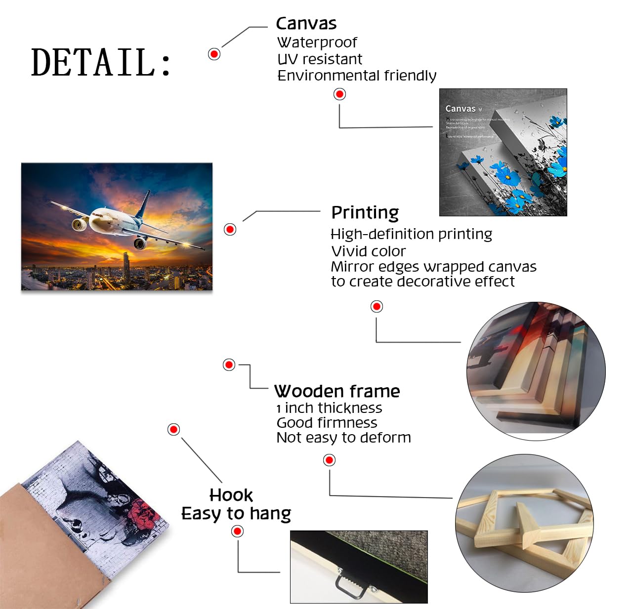 Aviation Wall Art Canvas - Airplane Painting for Living Room Decor