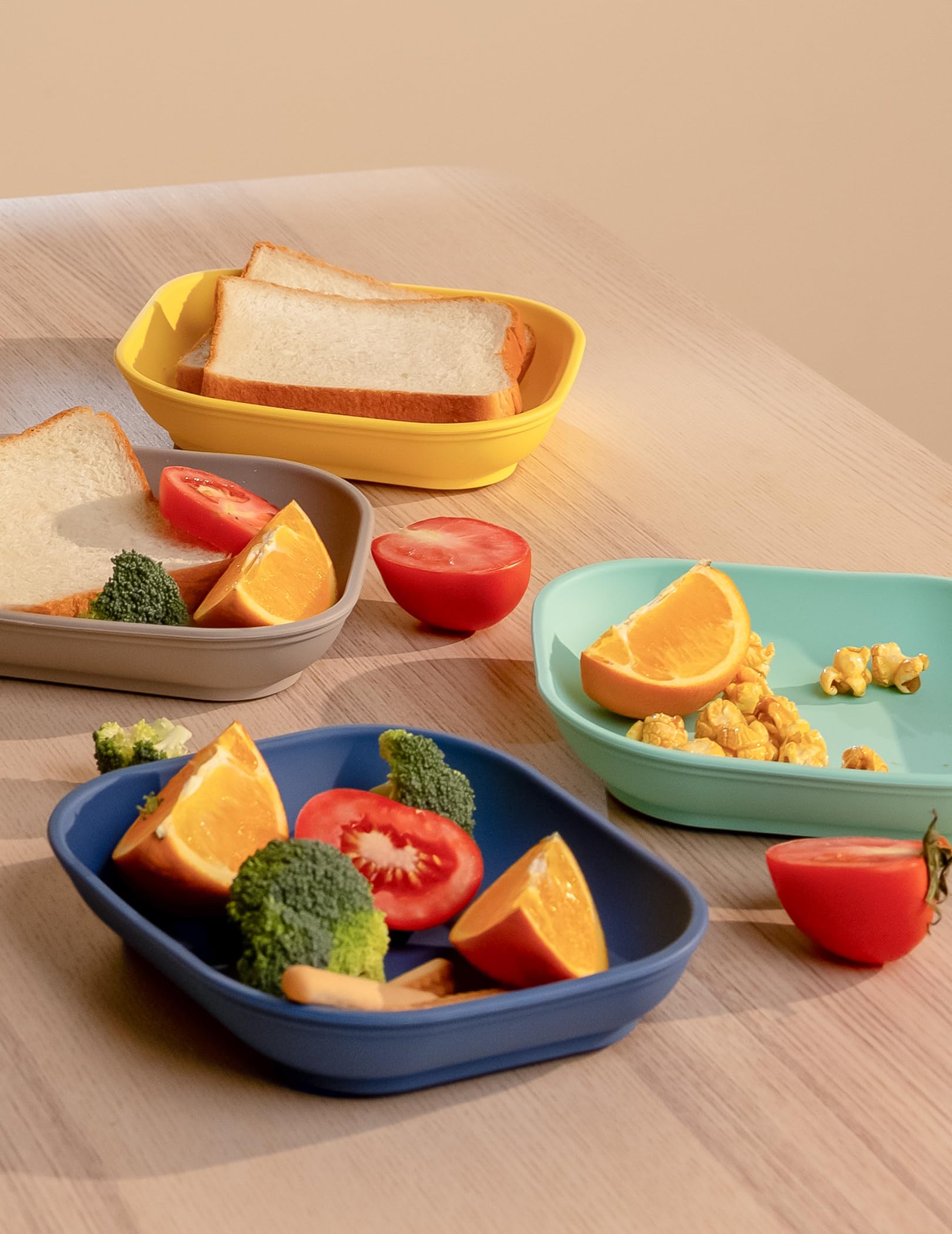BABELIO Suction Plates for Babies & Toddlers - 100% Food Grade Silicone, BPA Free, Dishwasher & Microwave Safe Baby Plates with 4 Strong Suction Cups - Stackable Toddler Feeding Set (3 Pack) - Perfect for High Chairs, Travel & Mess-Free Meals