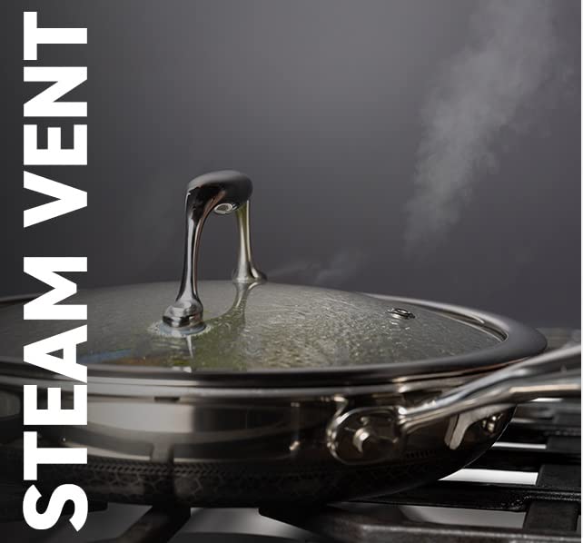 HexClad 8-Inch Tempered Glass Lid for Hybrid Cookware - Steam Vented, Dishwasher Safe - Perfect for Sauteing, Simmering & Slow Cooking